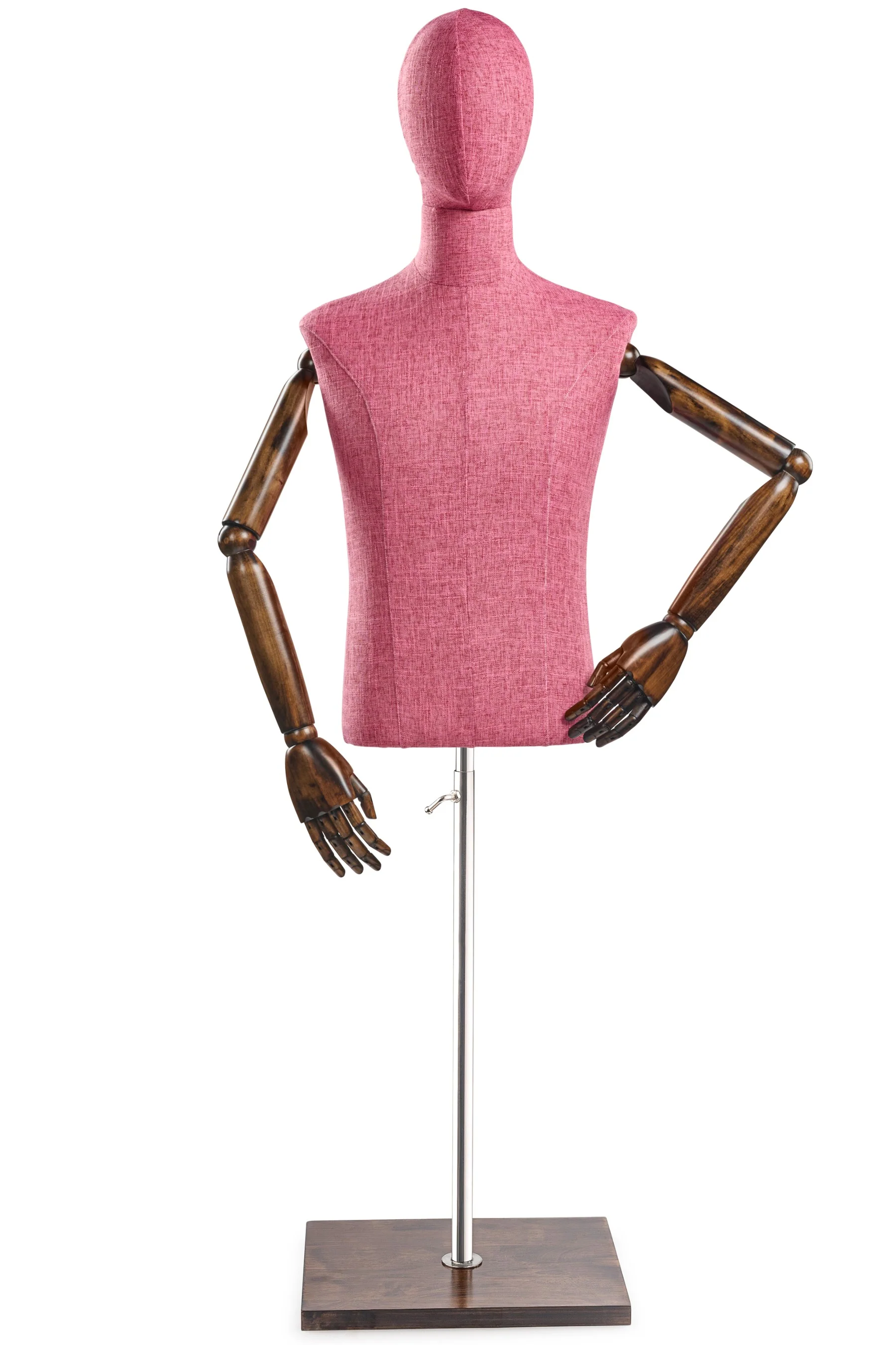 Male Display Dress Form on Wood Flat Base (Head & Arms Version) - Image 31
