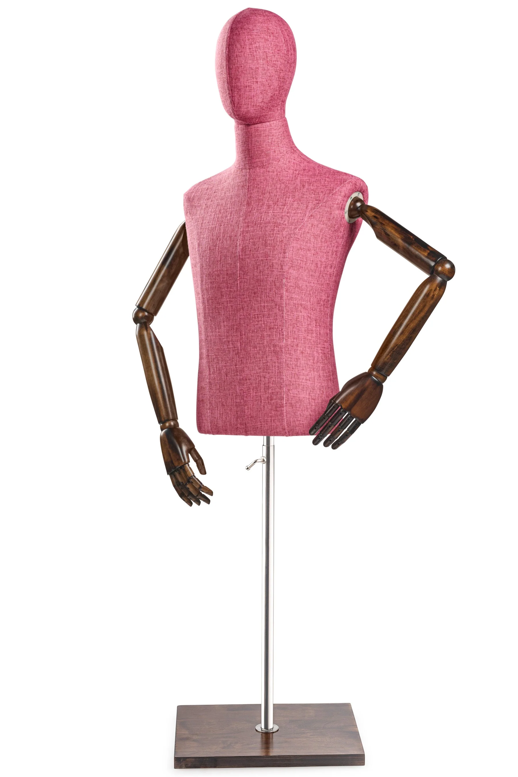 Male Display Dress Form on Wood Flat Base (Head & Arms Version) - Image 32