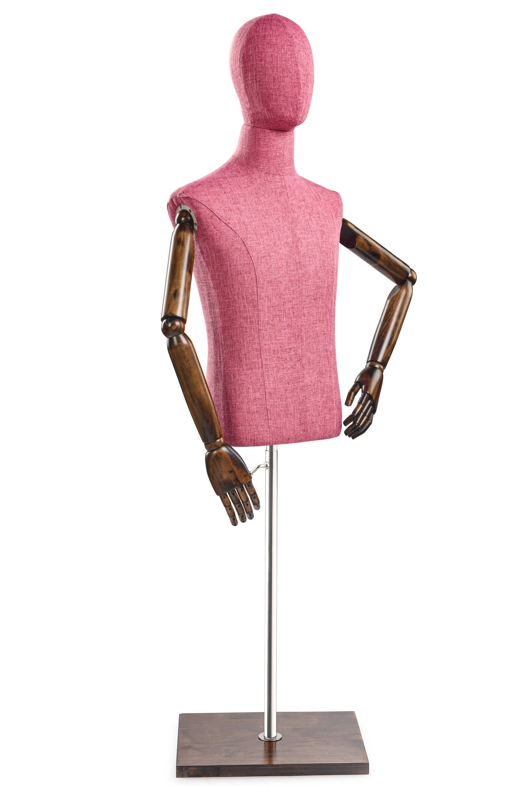 Male Display Dress Form on Wood Flat Base (Head & Arms Version) - Image 33