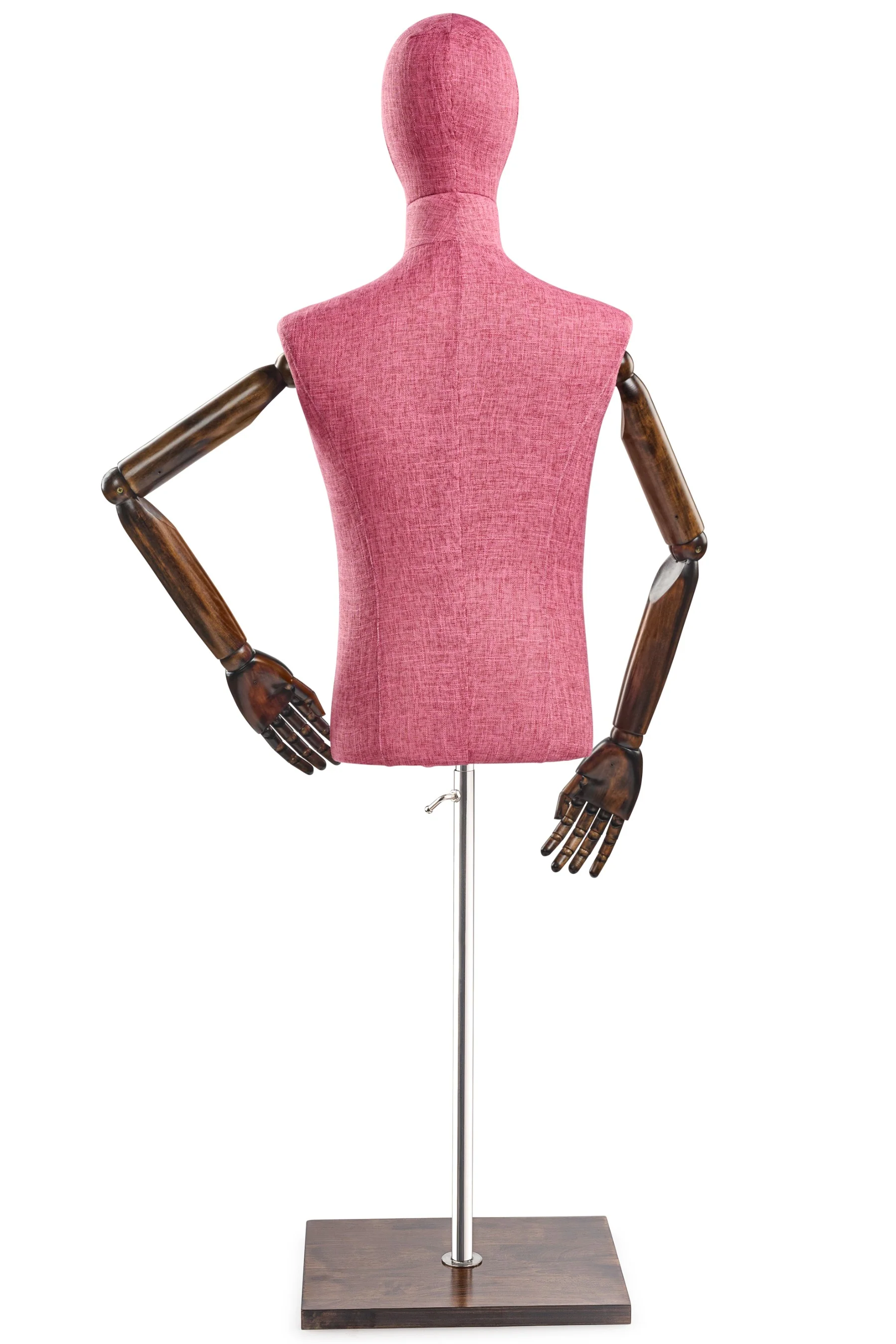 Male Display Dress Form on Wood Flat Base (Head & Arms Version) - Image 34