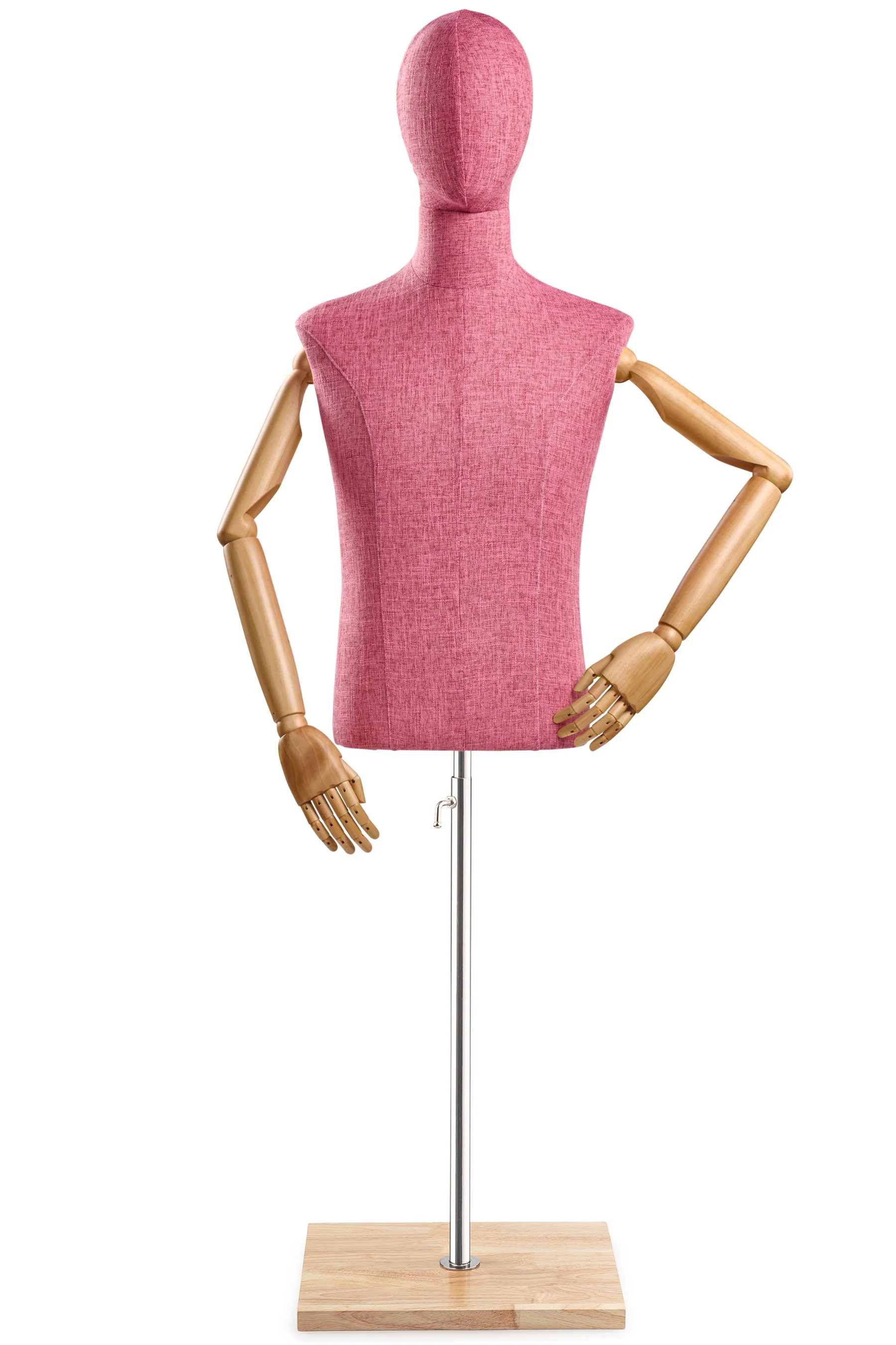 Male Display Dress Form on Wood Flat Base (Head & Arms Version) - Image 36