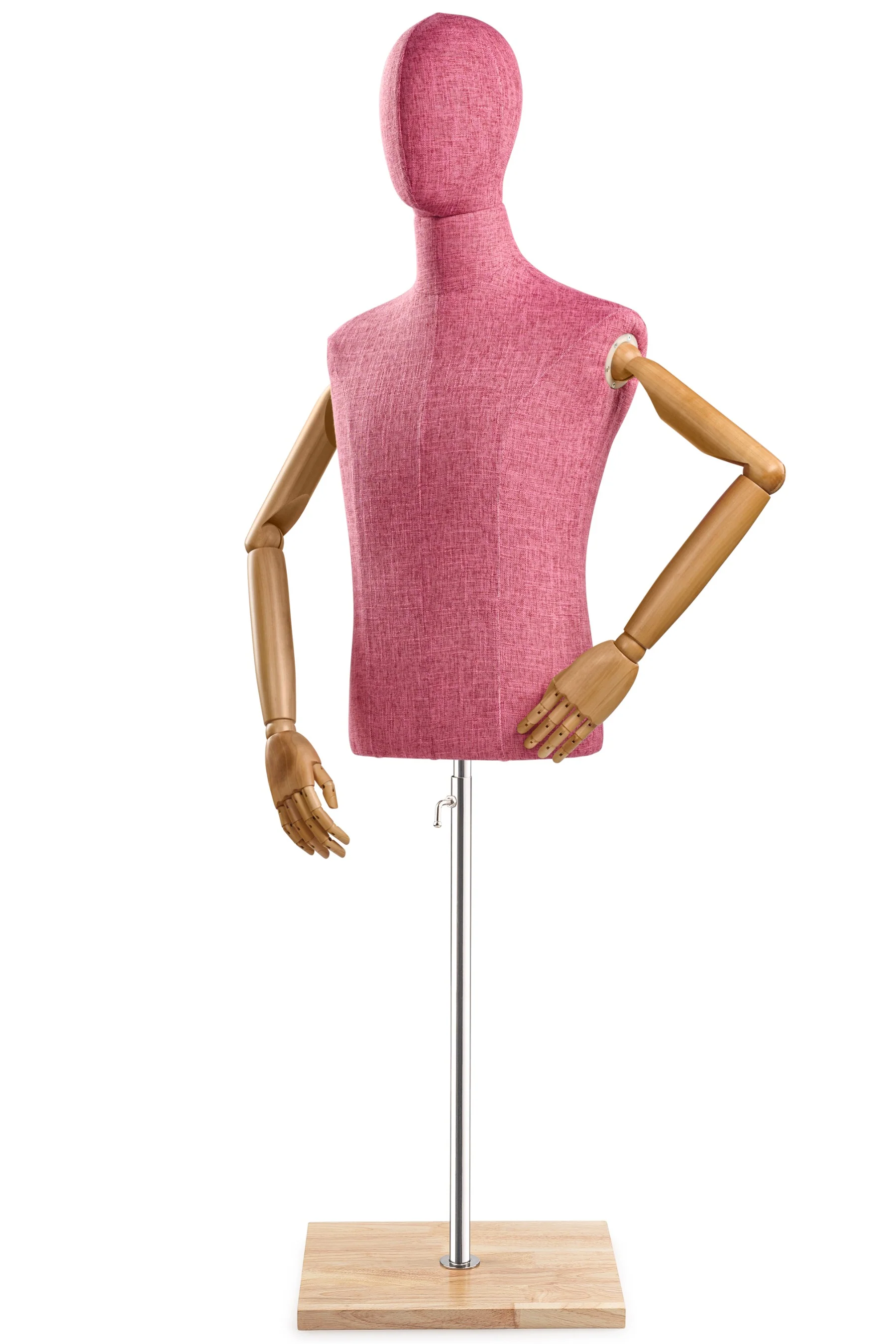 Male Display Dress Form on Wood Flat Base (Head & Arms Version) - Image 37