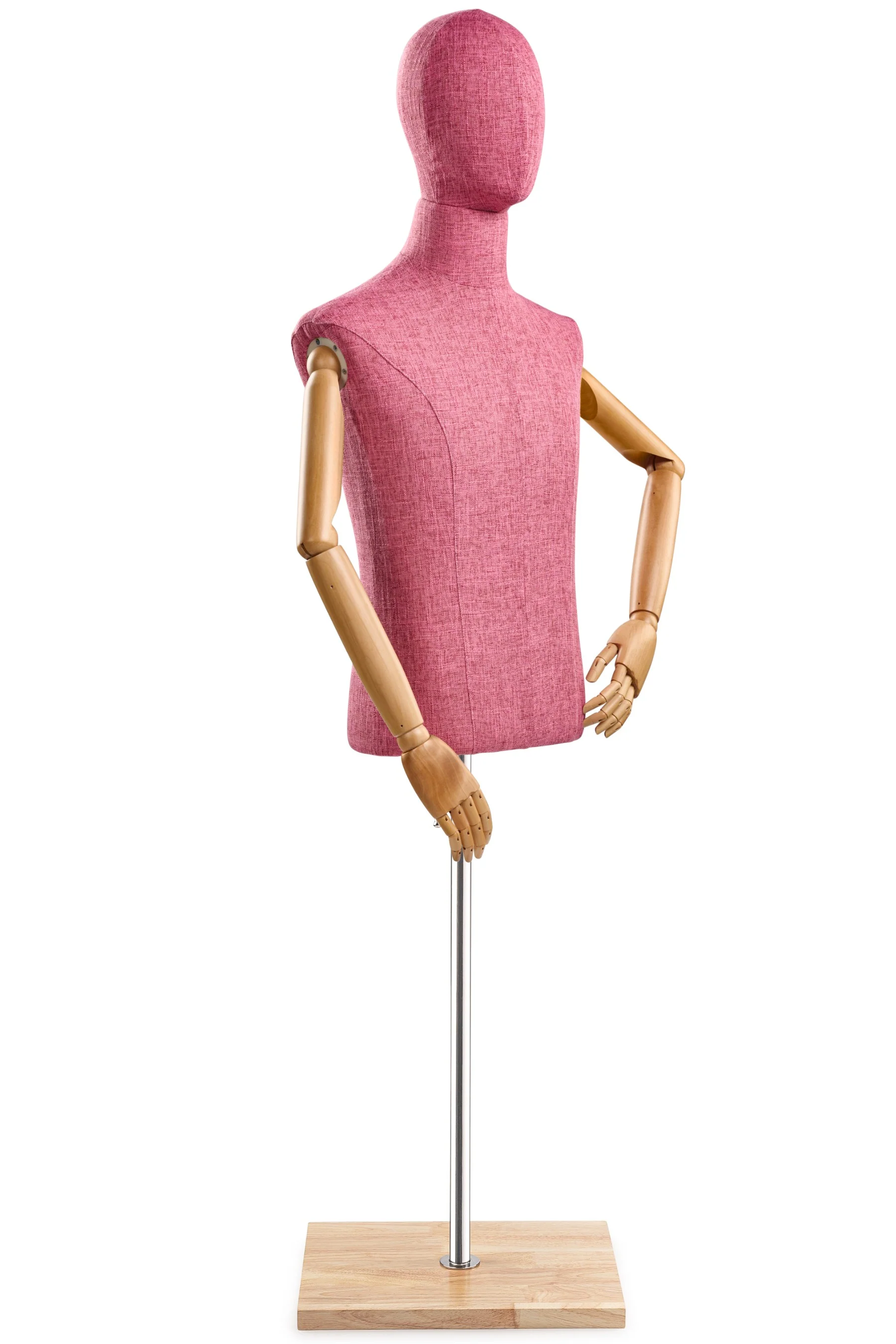 Male Display Dress Form on Wood Flat Base (Head & Arms Version) - Image 38