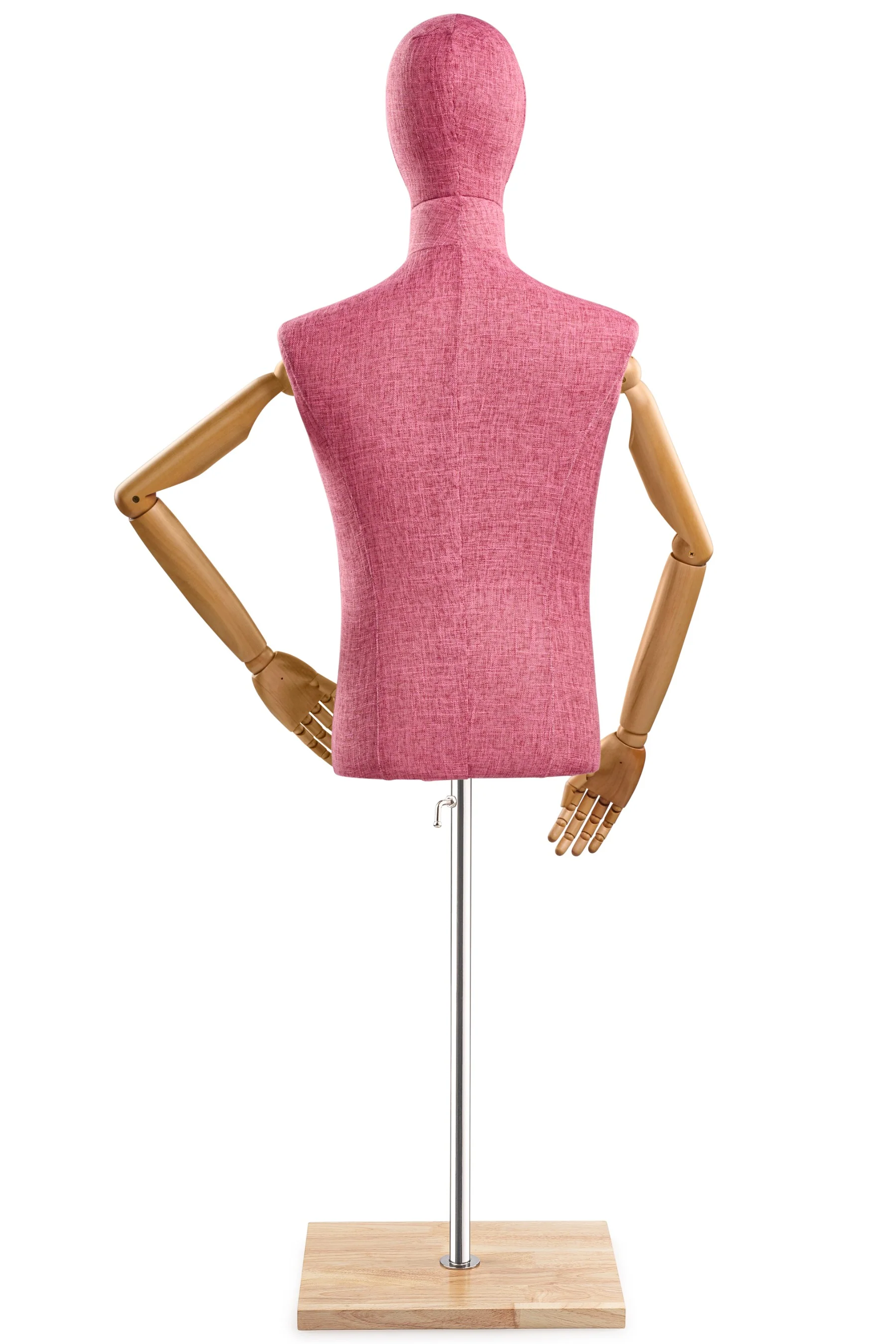 Male Display Dress Form on Wood Flat Base (Head & Arms Version) - Image 39