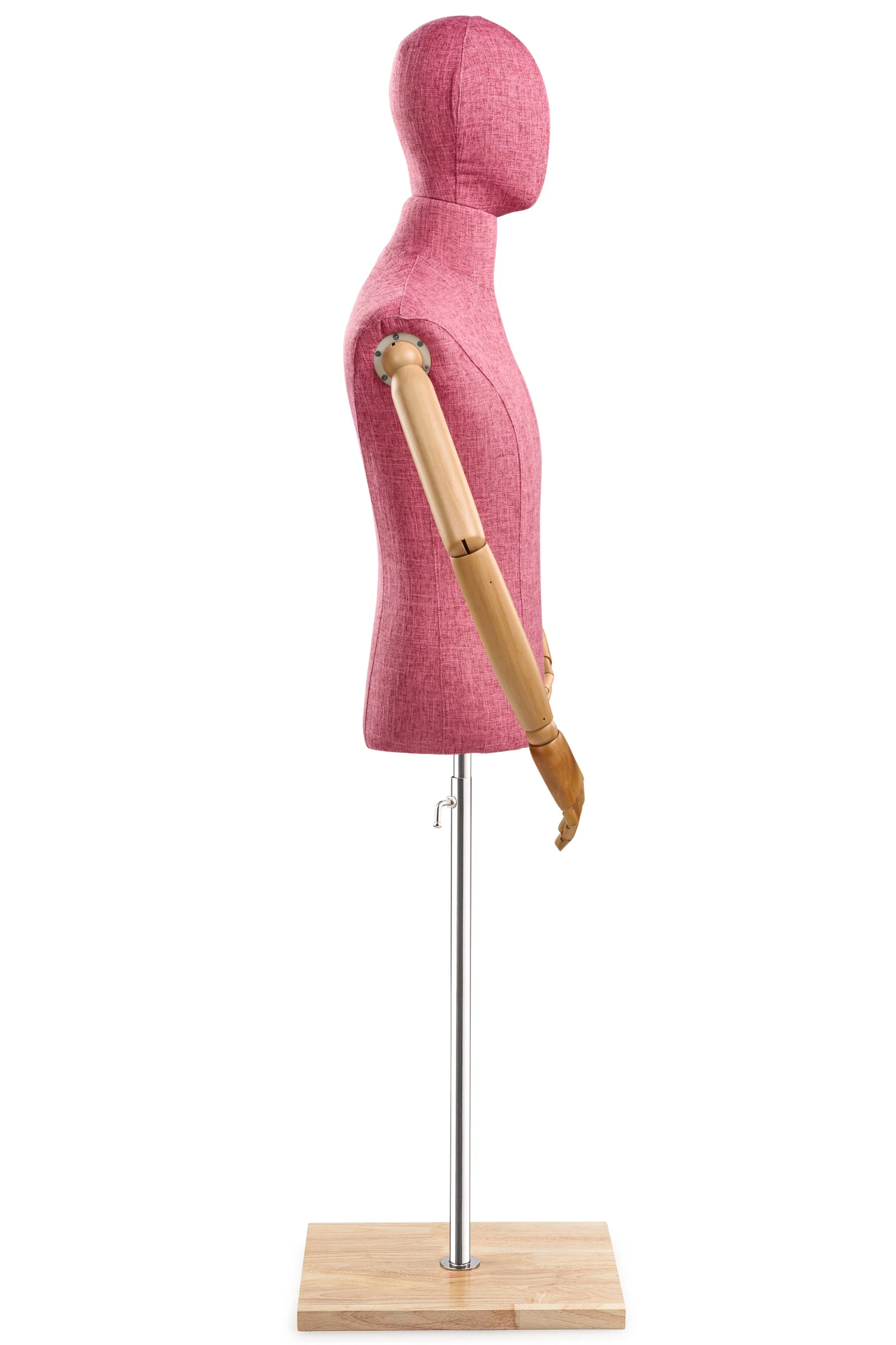 Male Display Dress Form on Wood Flat Base (Head & Arms Version) - Image 40