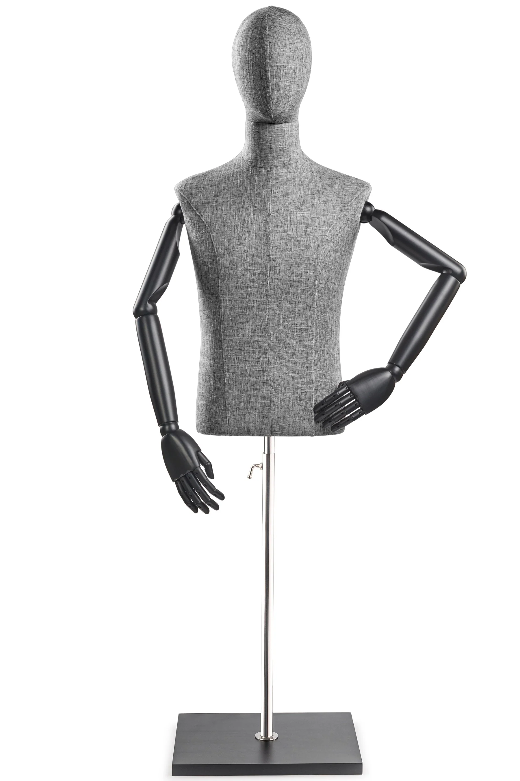 Male Display Dress Form on Wood Flat Base (Head & Arms Version) - Image 41