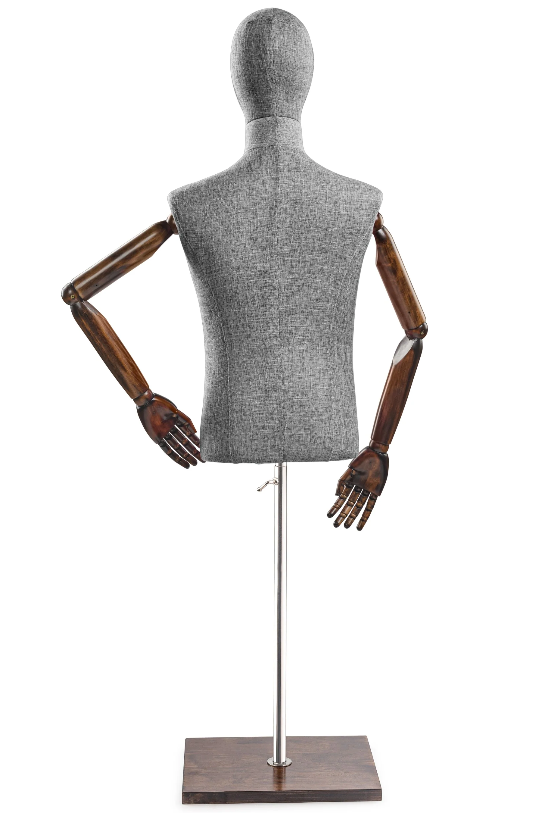 Male Display Dress Form on Wood Flat Base (Head & Arms Version) - Image 45