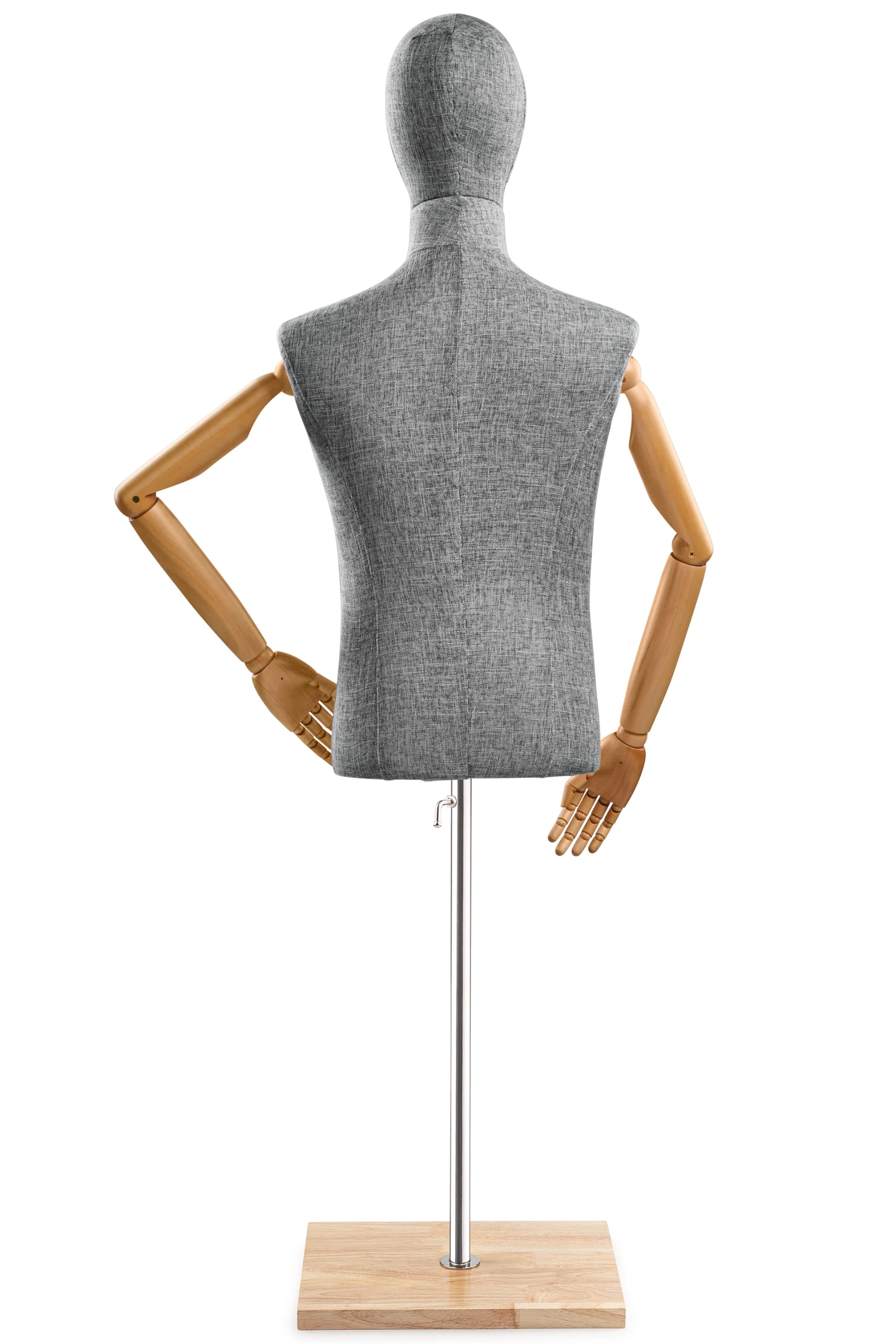 Male Display Dress Form on Wood Flat Base (Head & Arms Version) - Image 50