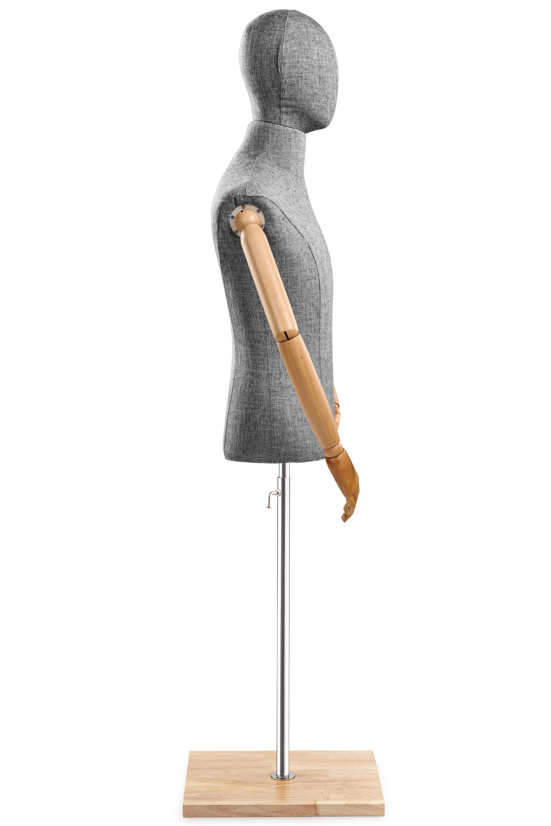 Male Display Dress Form on Wood Flat Base (Head & Arms Version) - Image 51