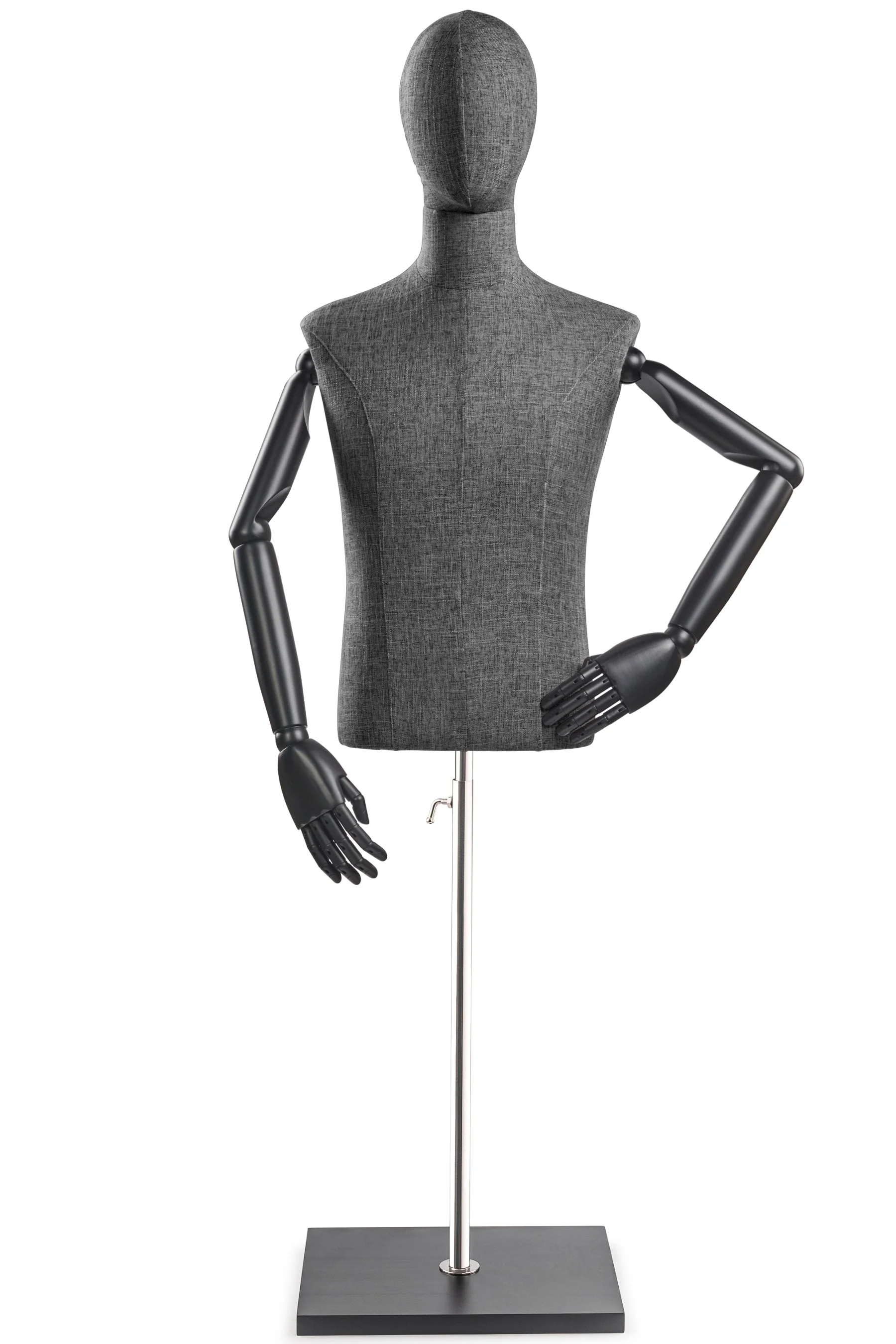 Male Display Dress Form on Wood Flat Base (Head & Arms Version) - Image 52