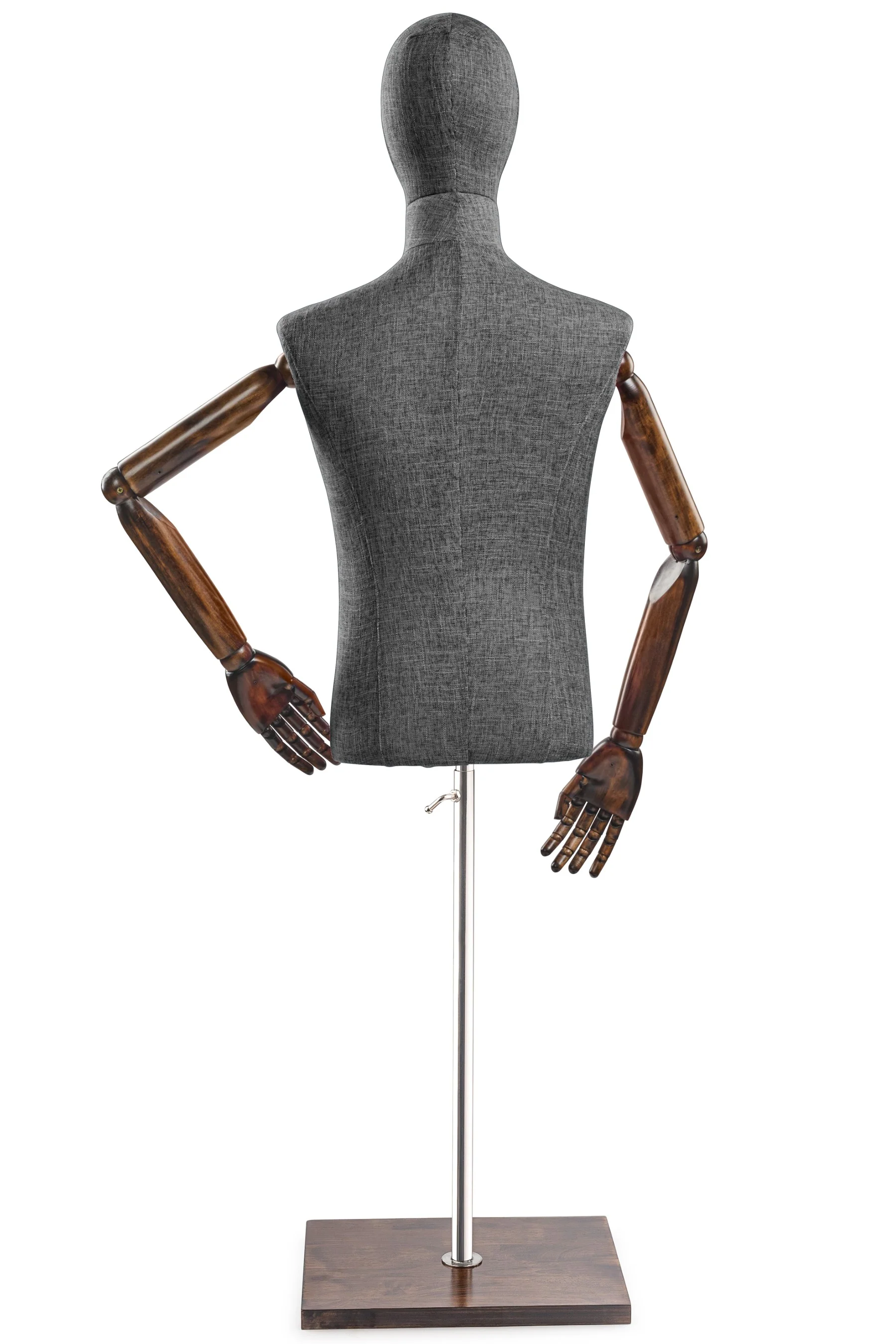 Male Display Dress Form on Wood Flat Base (Head & Arms Version) - Image 56