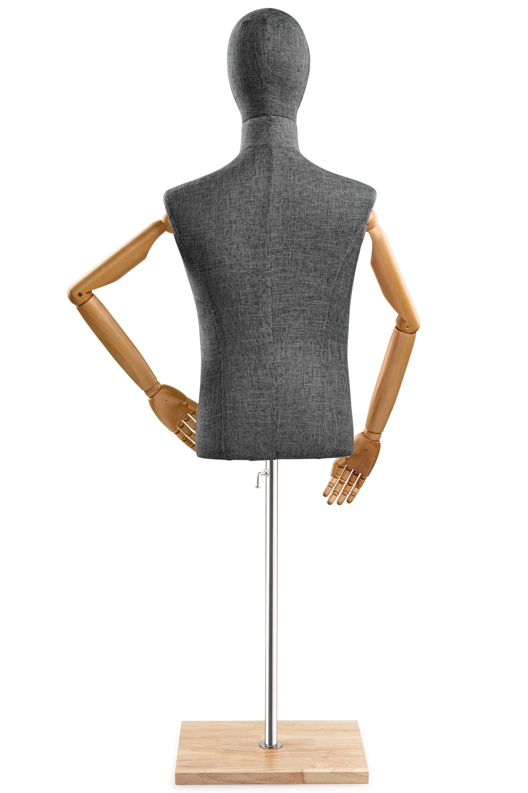 Male Display Dress Form on Wood Flat Base (Head & Arms Version) - Image 61