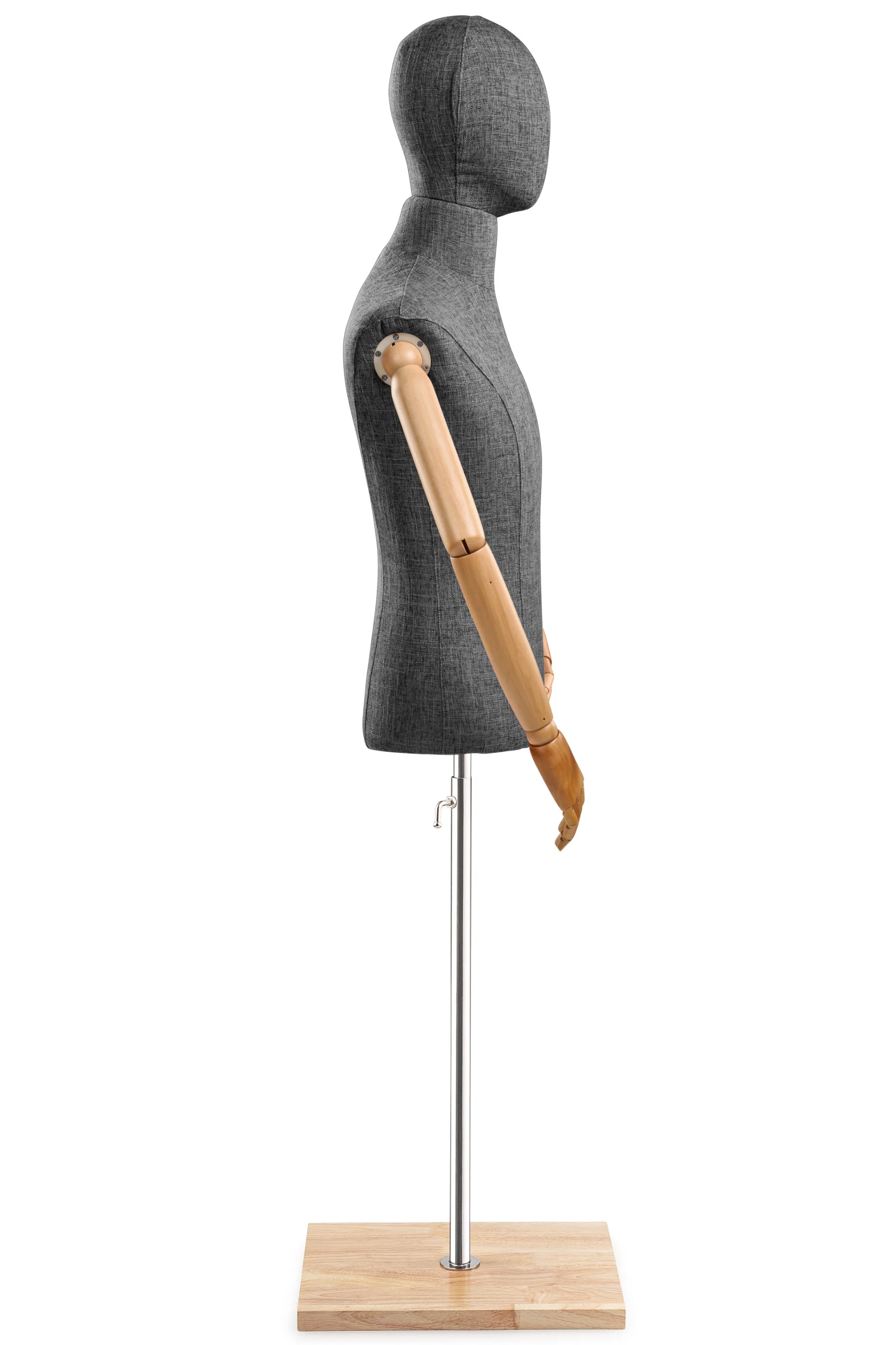 Male Display Dress Form on Wood Flat Base (Head & Arms Version) - Image 62