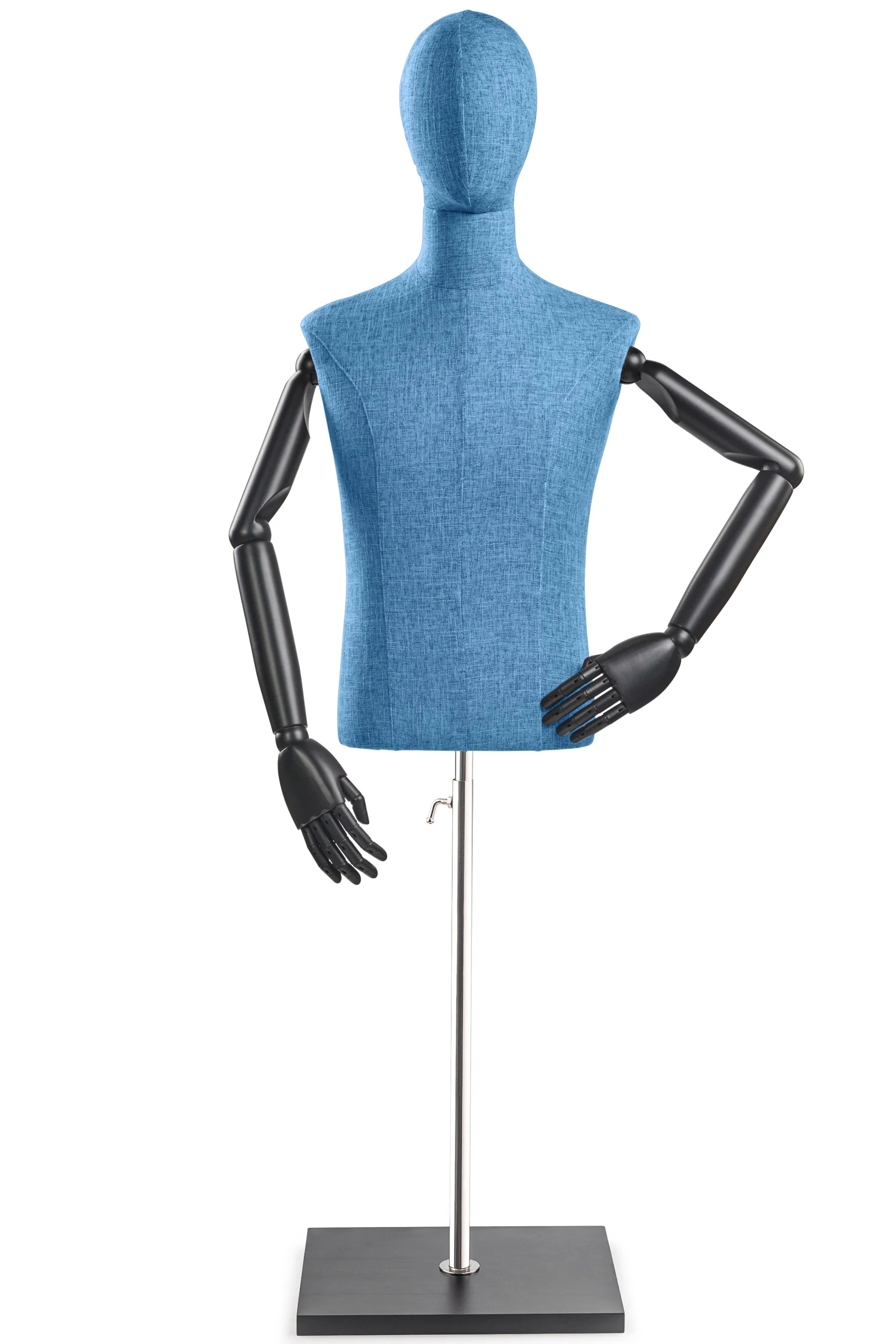 Male Display Dress Form on Wood Flat Base (Head & Arms Version) - Image 63