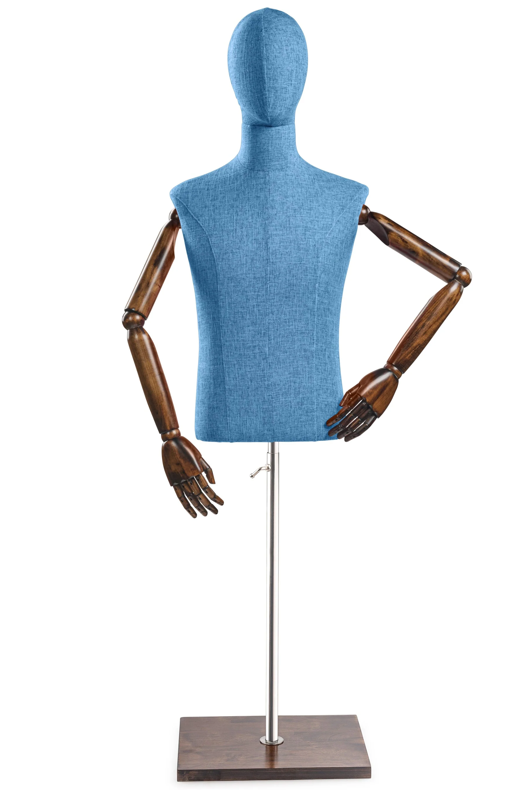 Male Display Dress Form on Wood Flat Base (Head & Arms Version) - Image 64