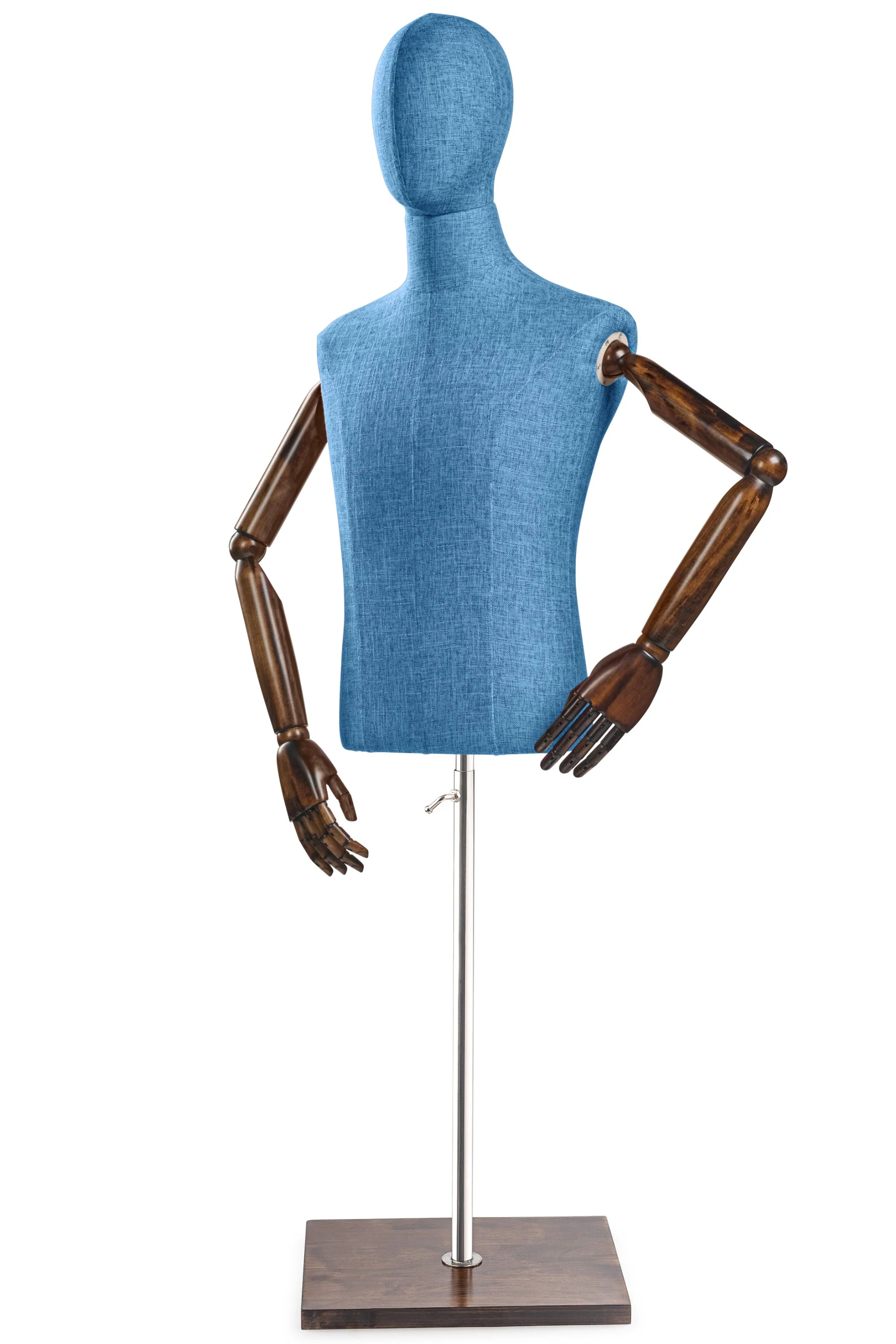 Male Display Dress Form on Wood Flat Base (Head & Arms Version) - Image 65