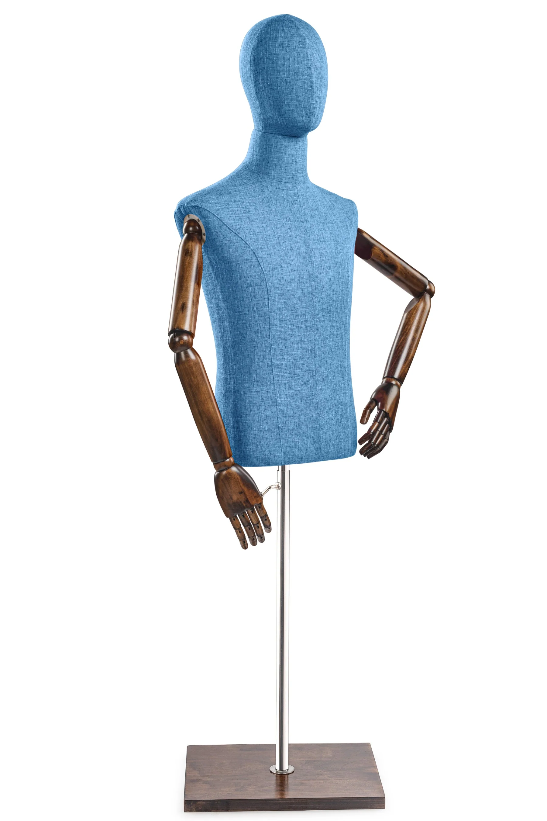 Male Display Dress Form on Wood Flat Base (Head & Arms Version) - Image 66