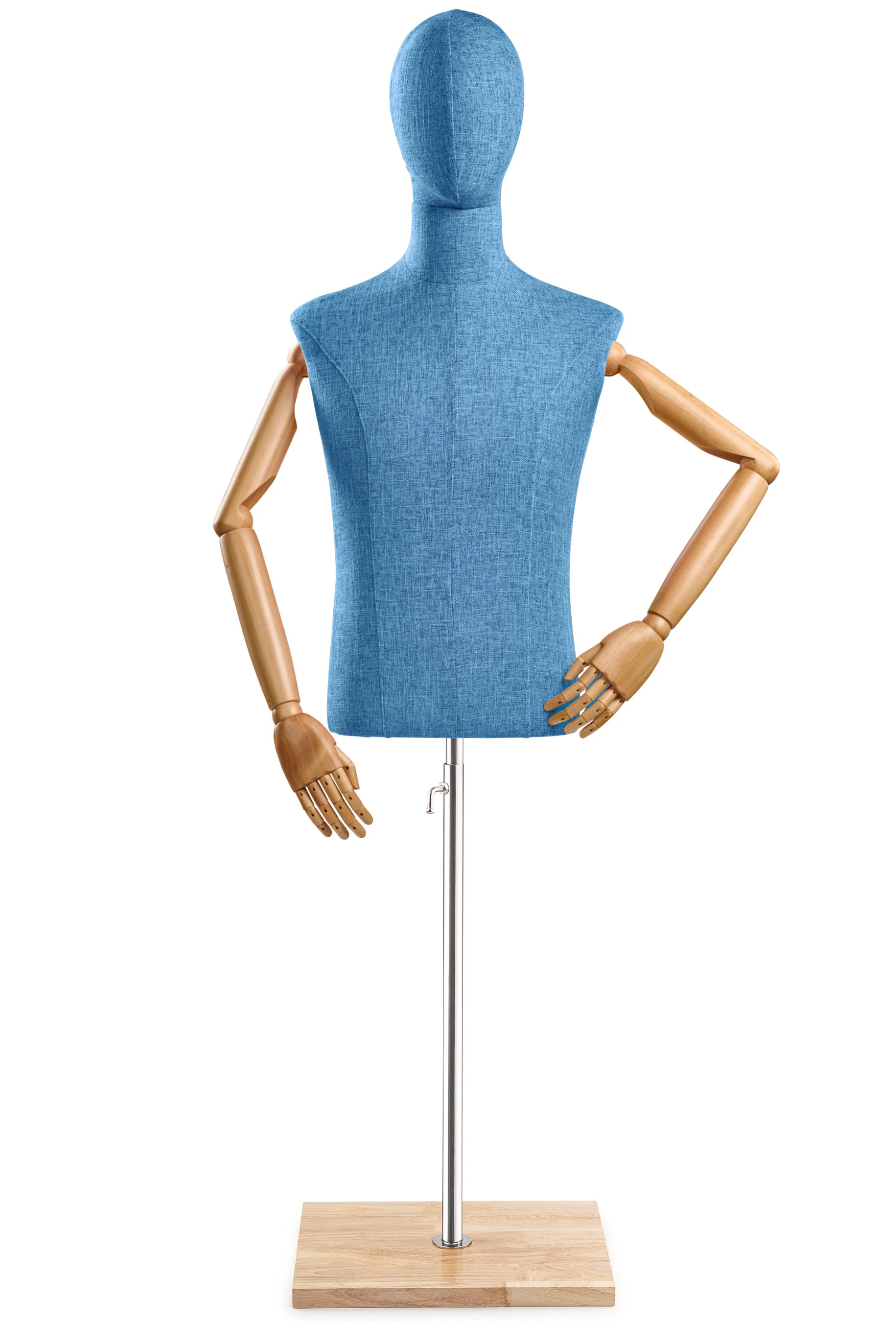 Male Display Dress Form on Wood Flat Base (Head & Arms Version) - Image 69