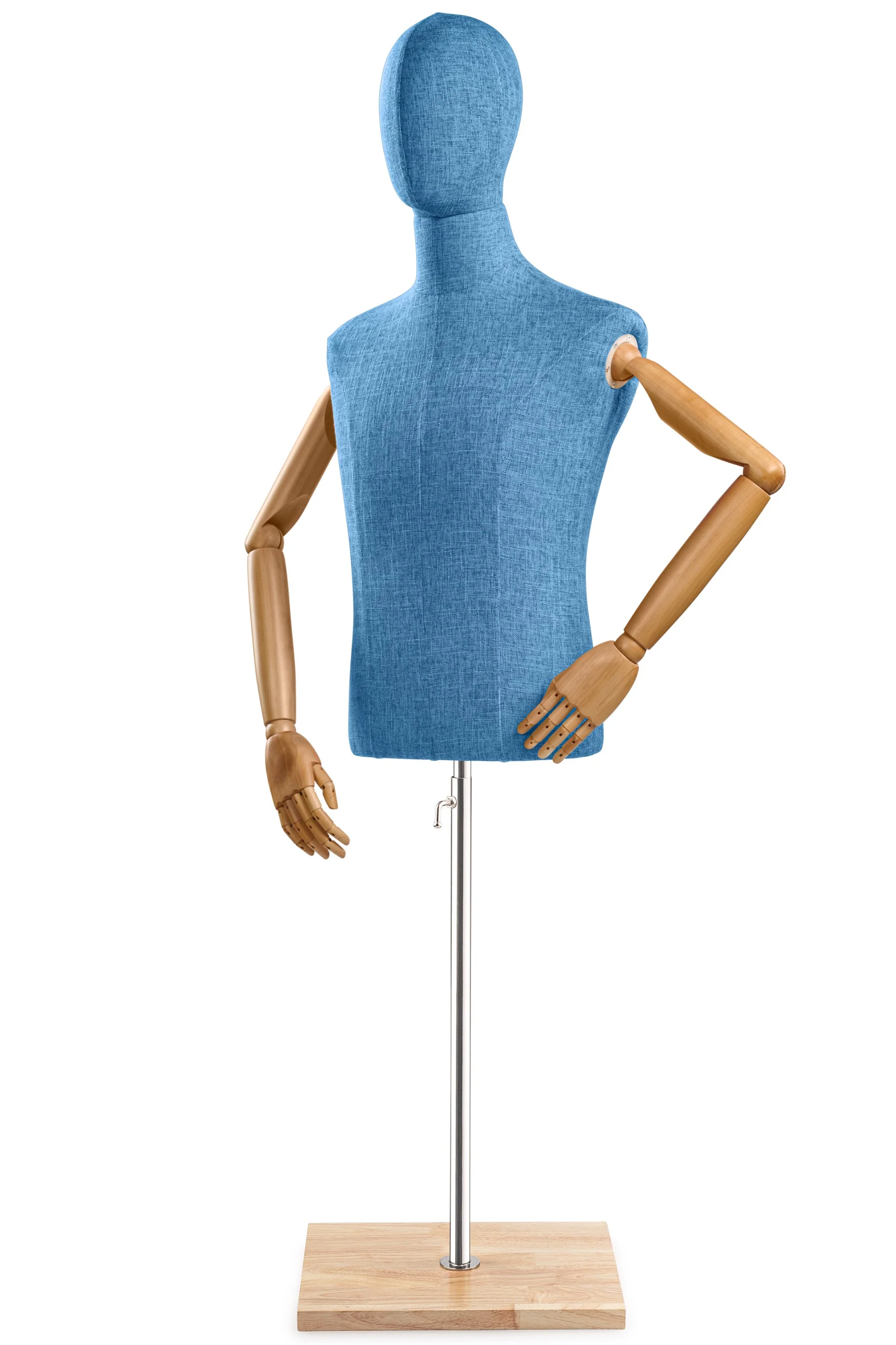 Male Display Dress Form on Wood Flat Base (Head & Arms Version) - Image 70