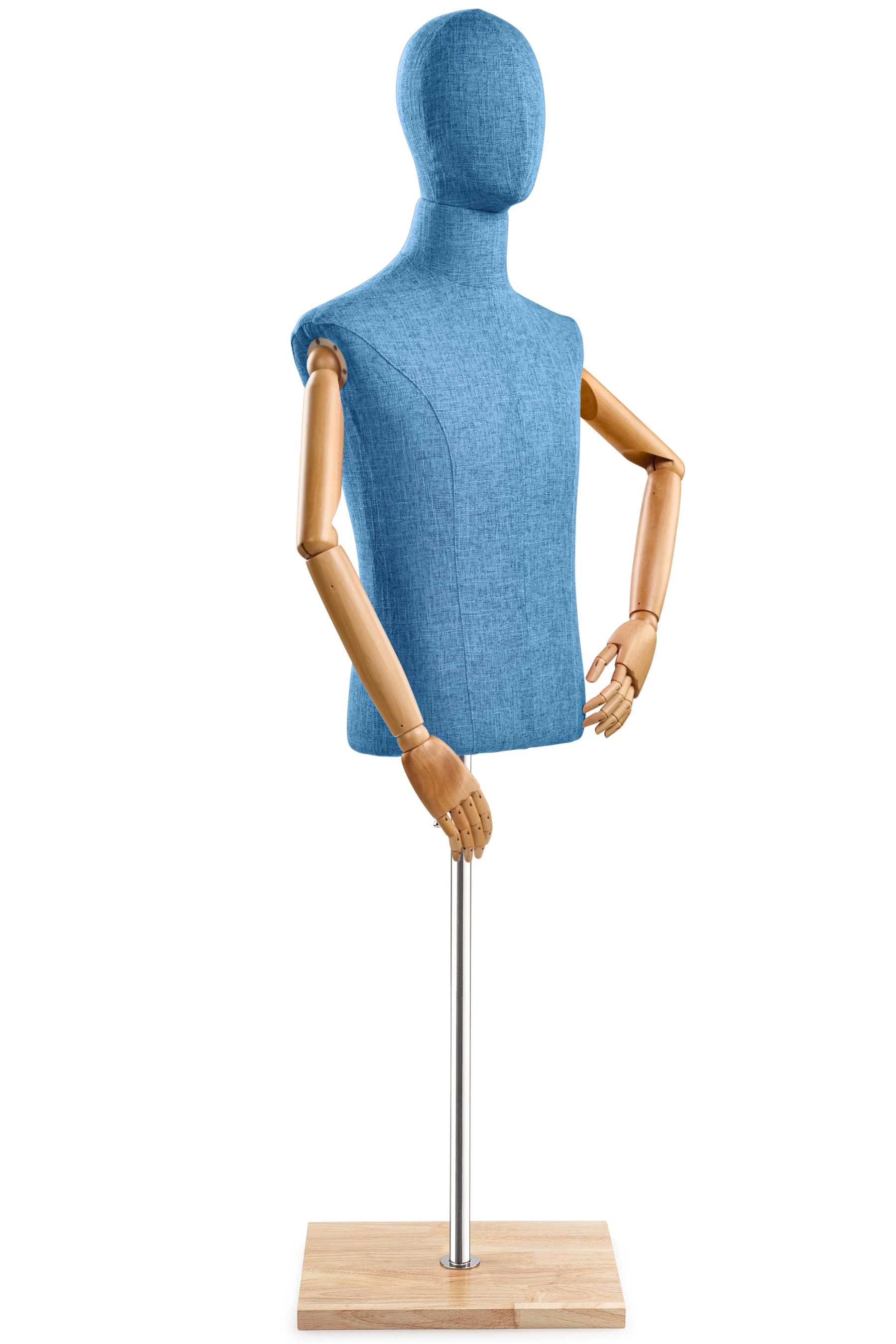 Male Display Dress Form on Wood Flat Base (Head & Arms Version) - Image 71