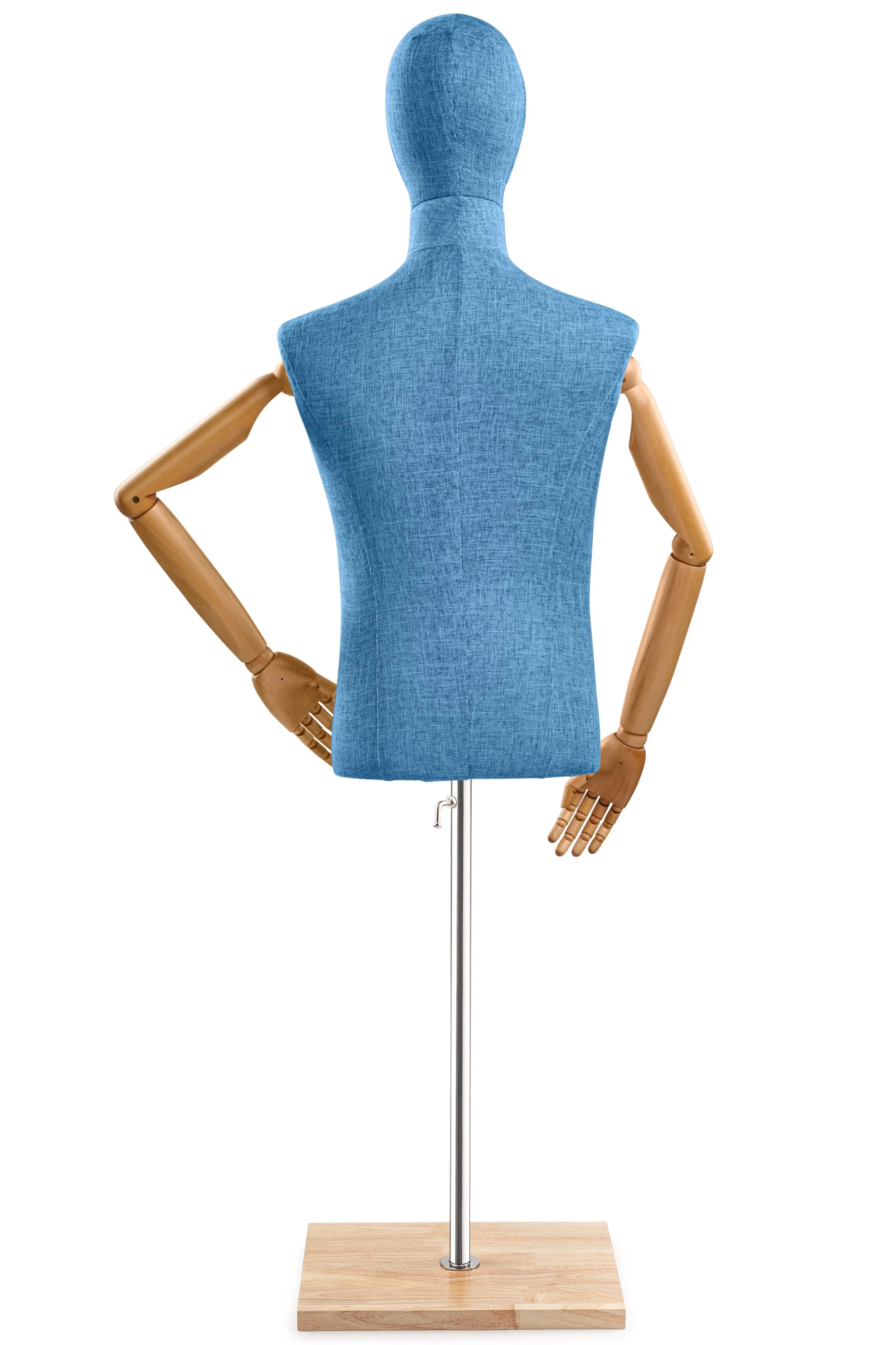 Male Display Dress Form on Wood Flat Base (Head & Arms Version) - Image 72