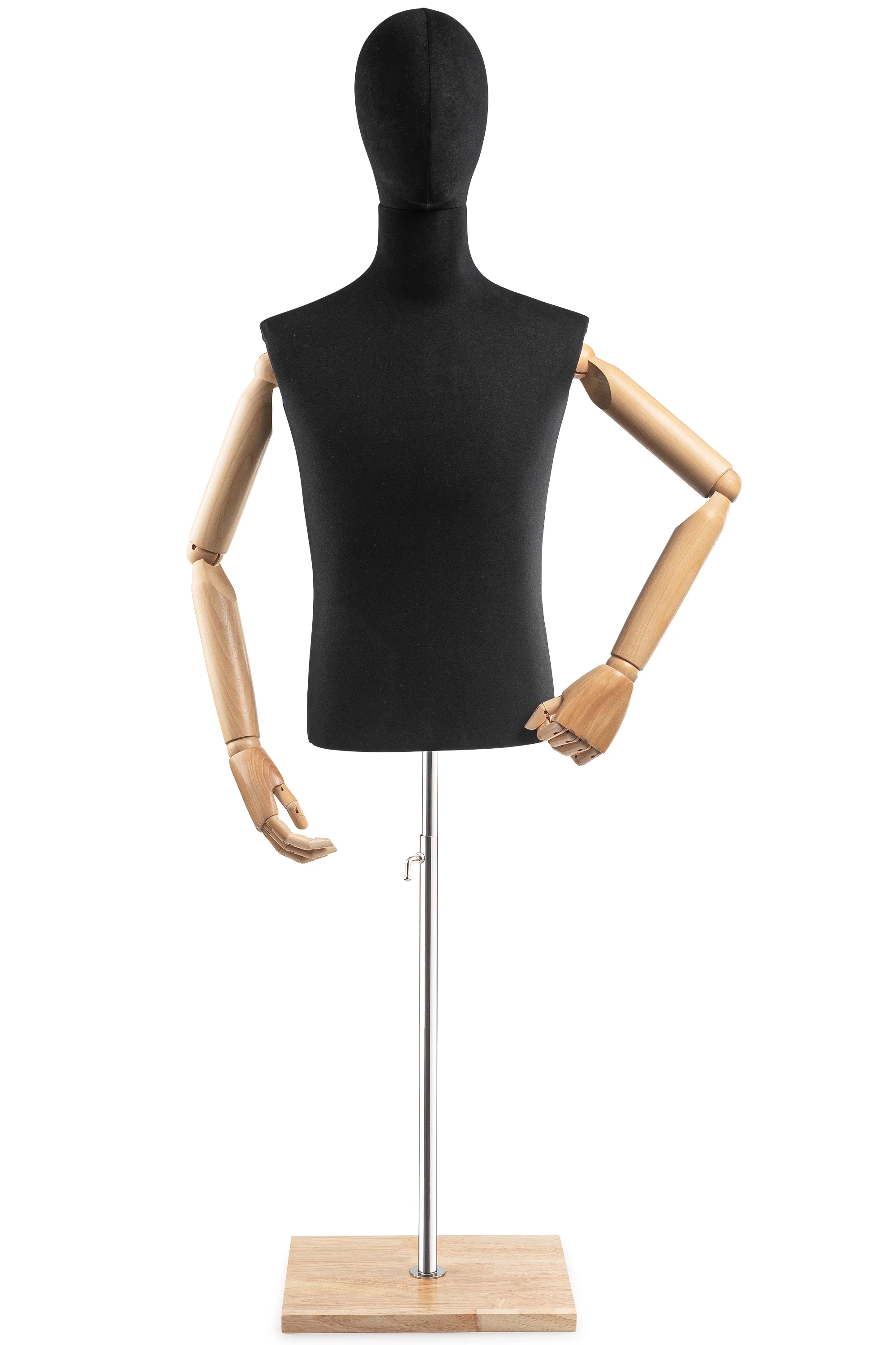 Male Display Dress Form on Wood Flat Base (Head & Arms Version) - Image 74