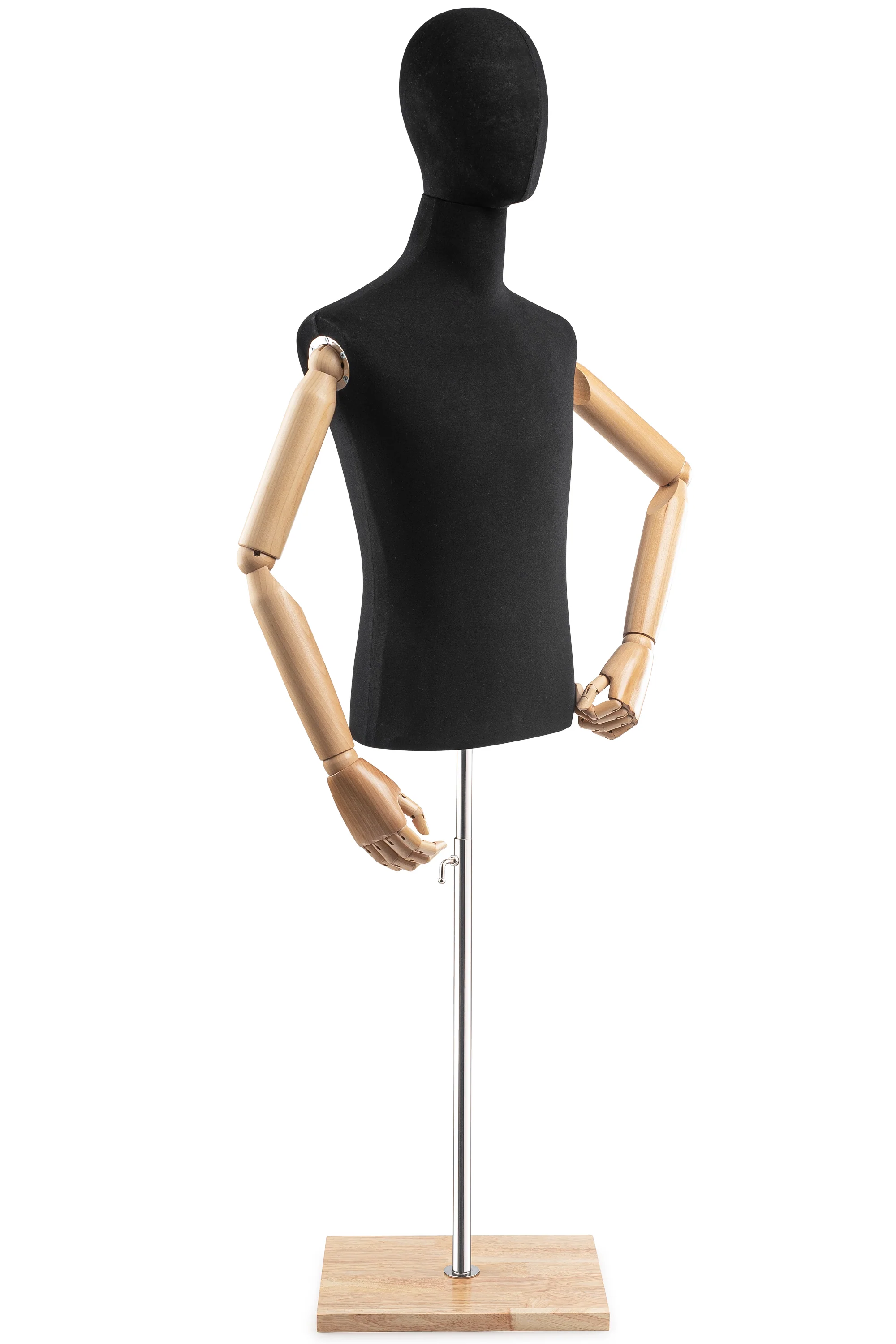 Male Display Dress Form on Wood Flat Base (Head & Arms Version) - Image 75