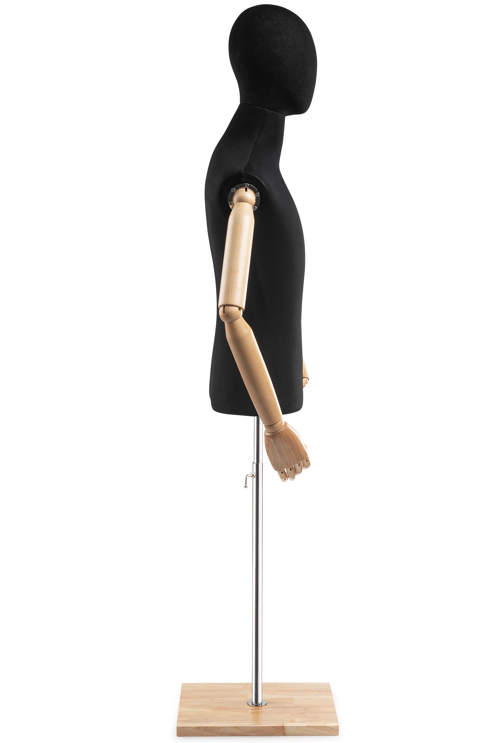 Male Display Dress Form on Wood Flat Base (Head & Arms Version) - Image 76
