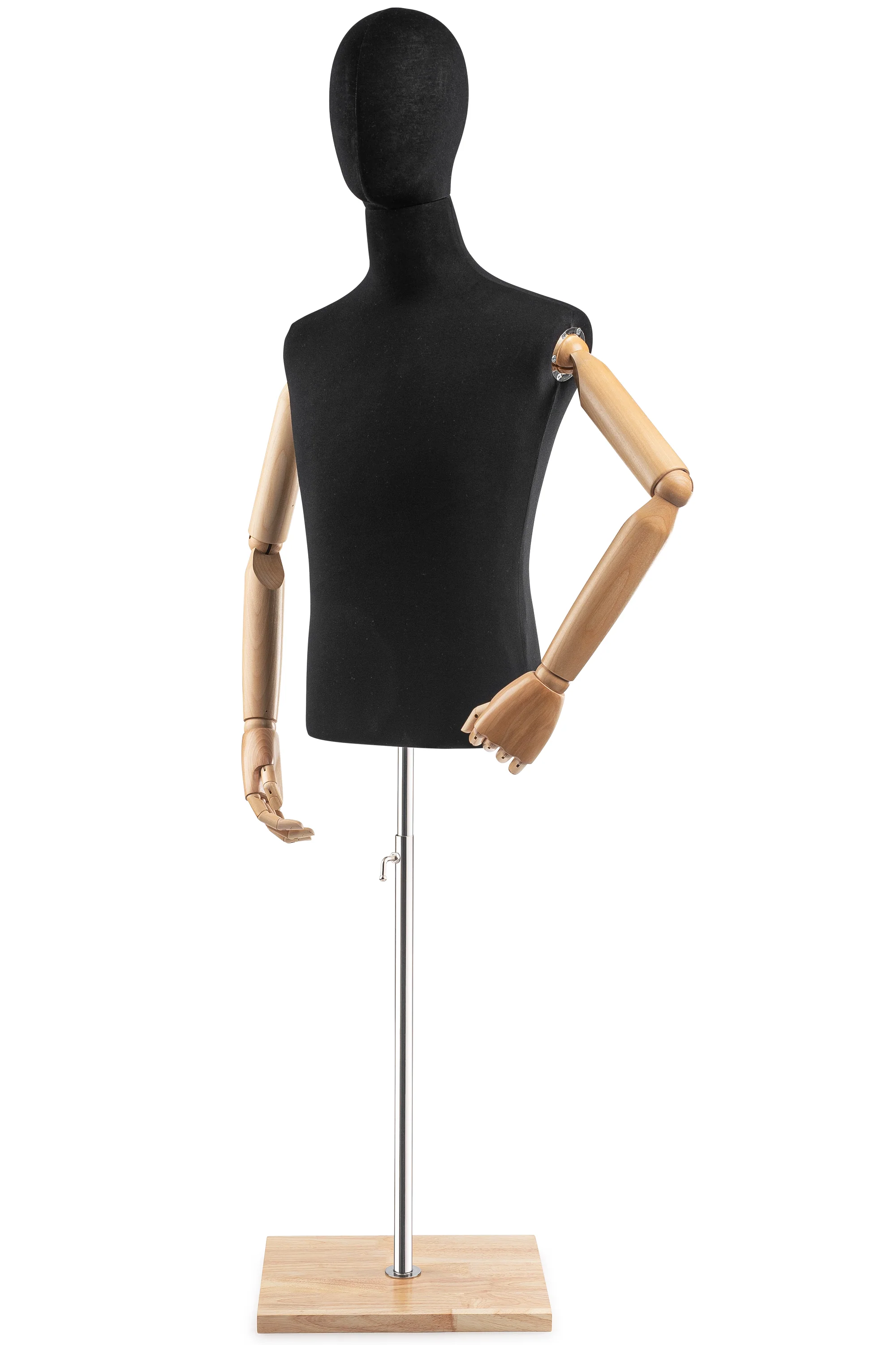 Male Display Dress Form on Wood Flat Base (Head & Arms Version) - Image 77