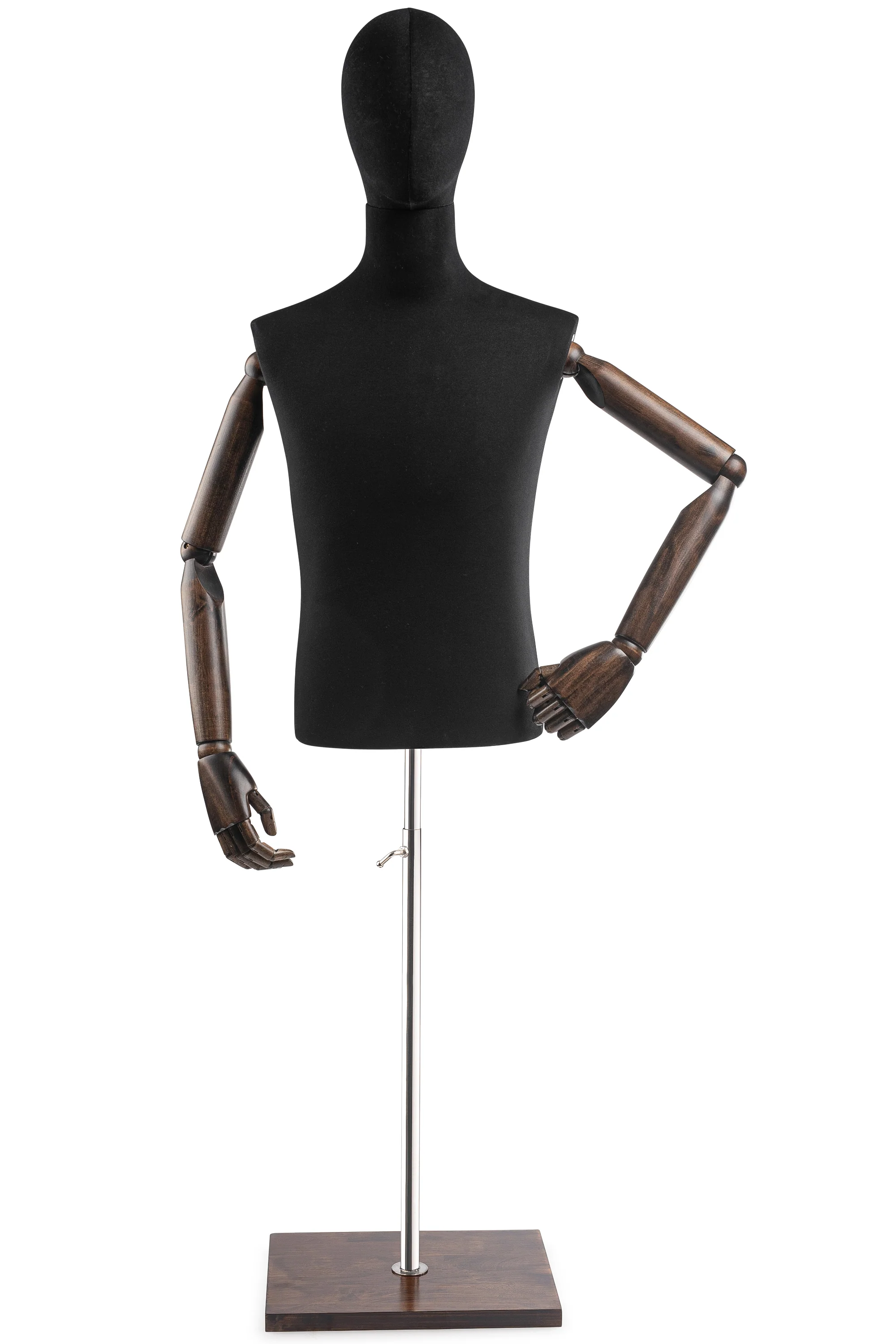 Male Display Dress Form on Wood Flat Base (Head & Arms Version) - Image 78