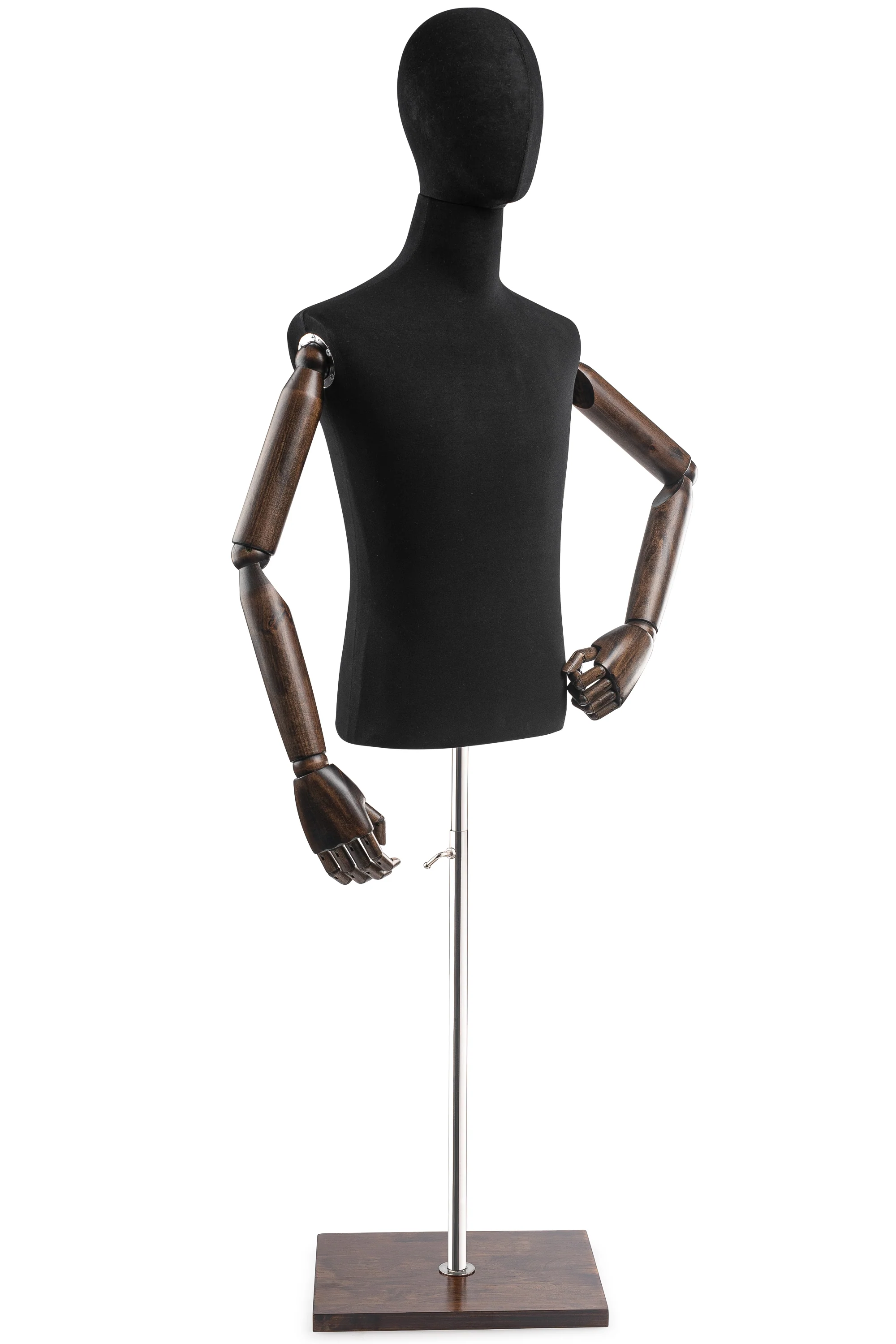 Male Display Dress Form on Wood Flat Base (Head & Arms Version) - Image 79