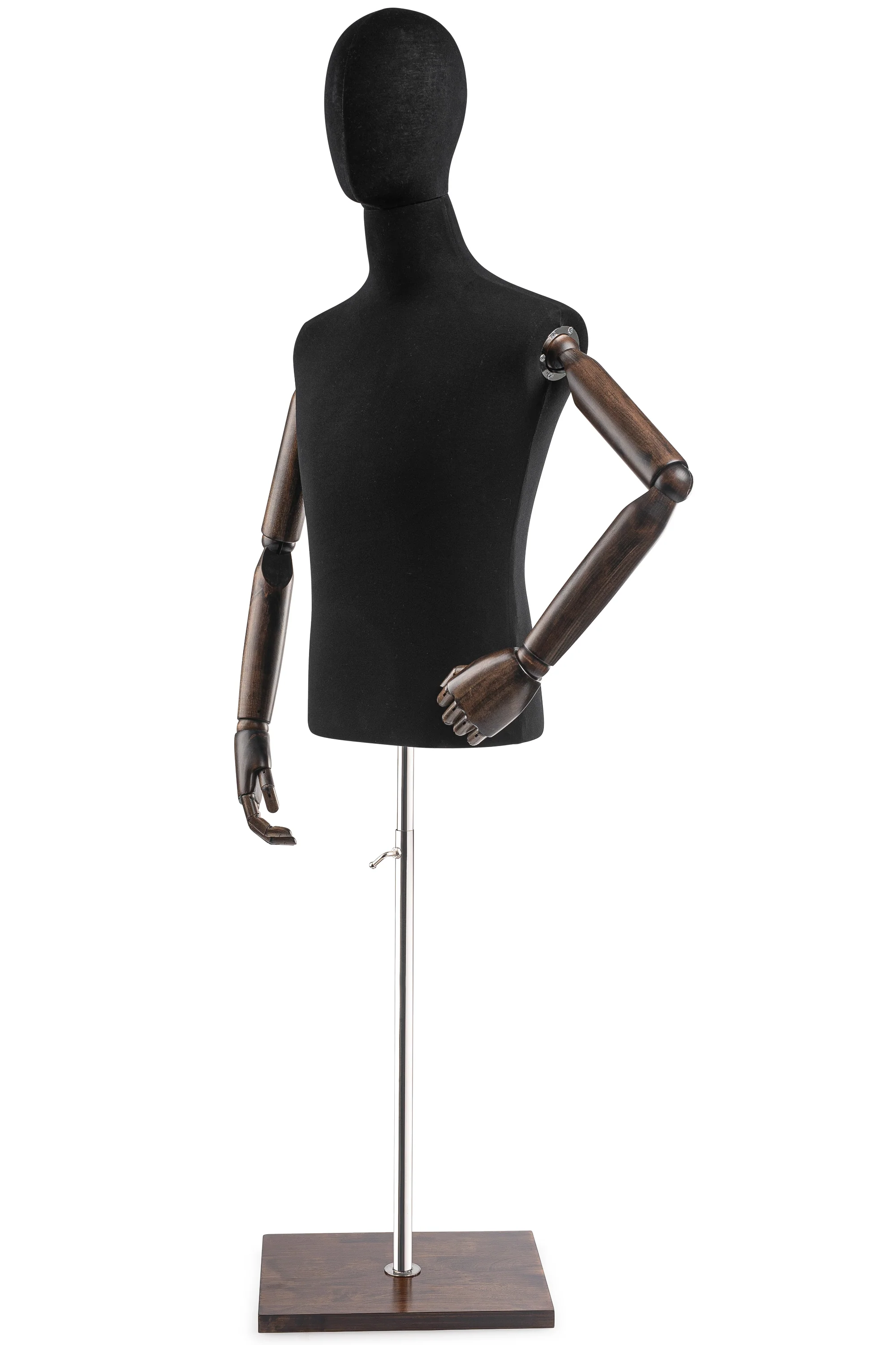 Male Display Dress Form on Wood Flat Base (Head & Arms Version) - Image 81