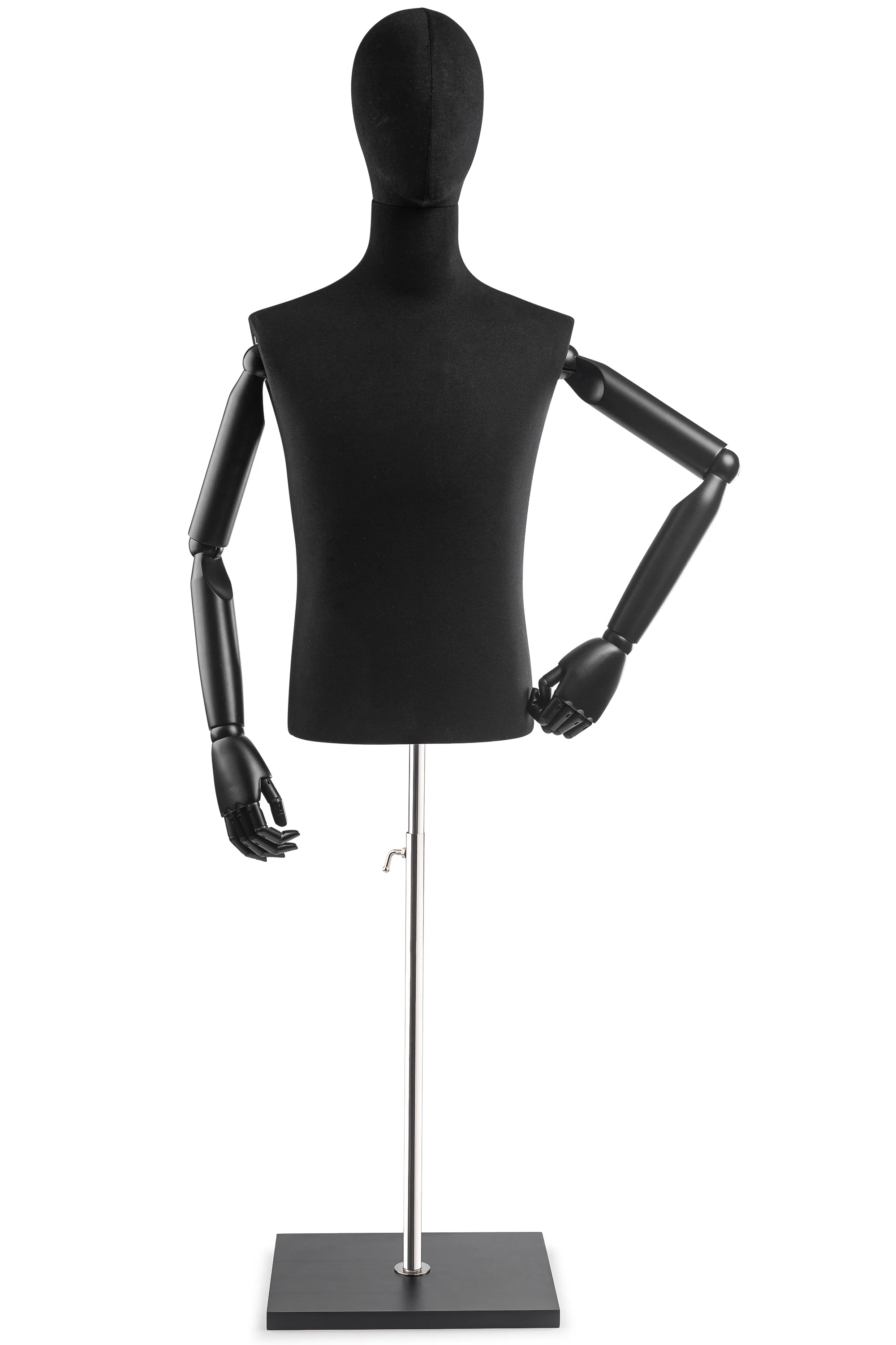 Male Display Dress Form on Wood Flat Base (Head & Arms Version) - Image 82