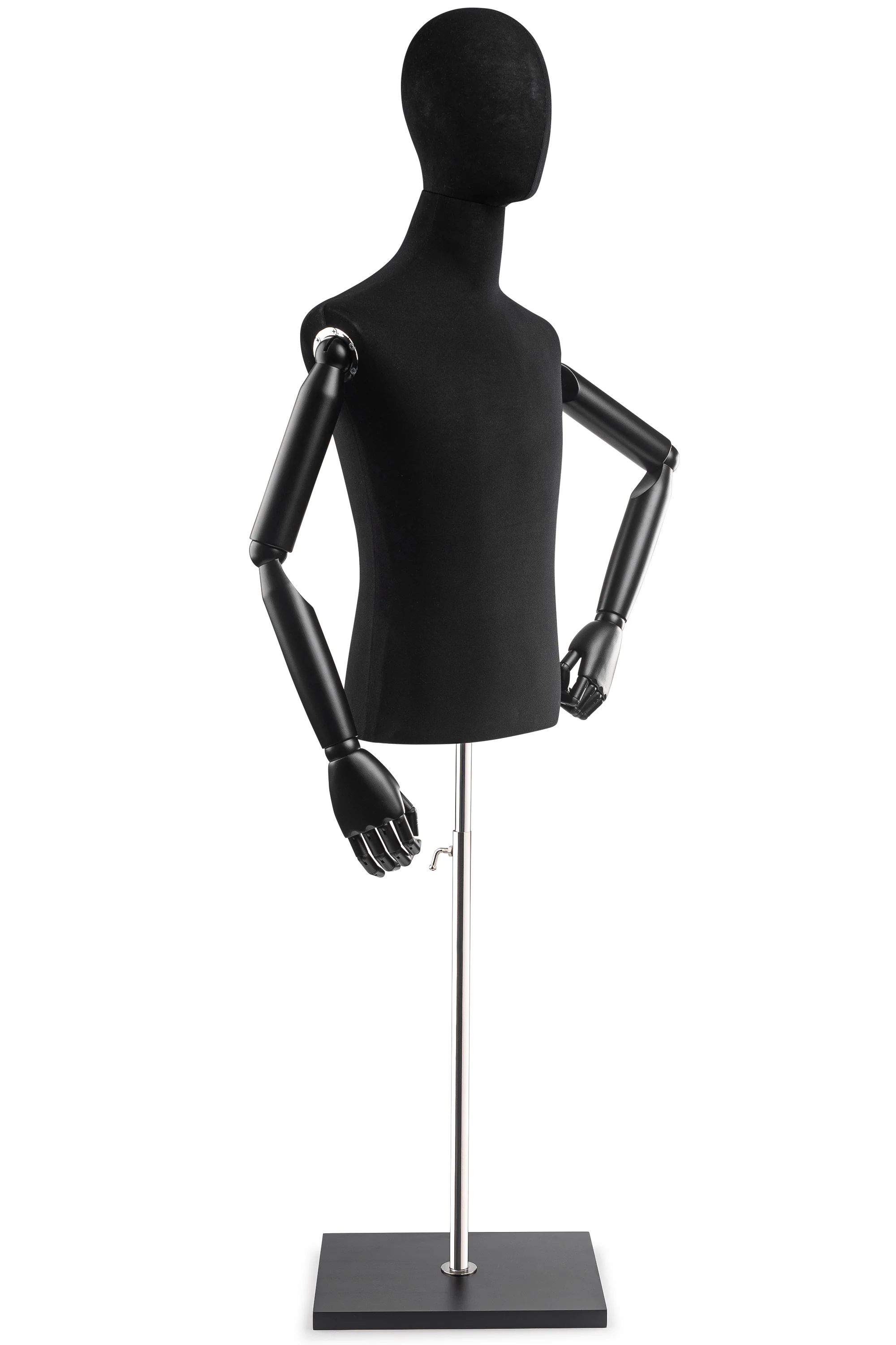 Male Display Dress Form on Wood Flat Base (Head & Arms Version) - Image 83