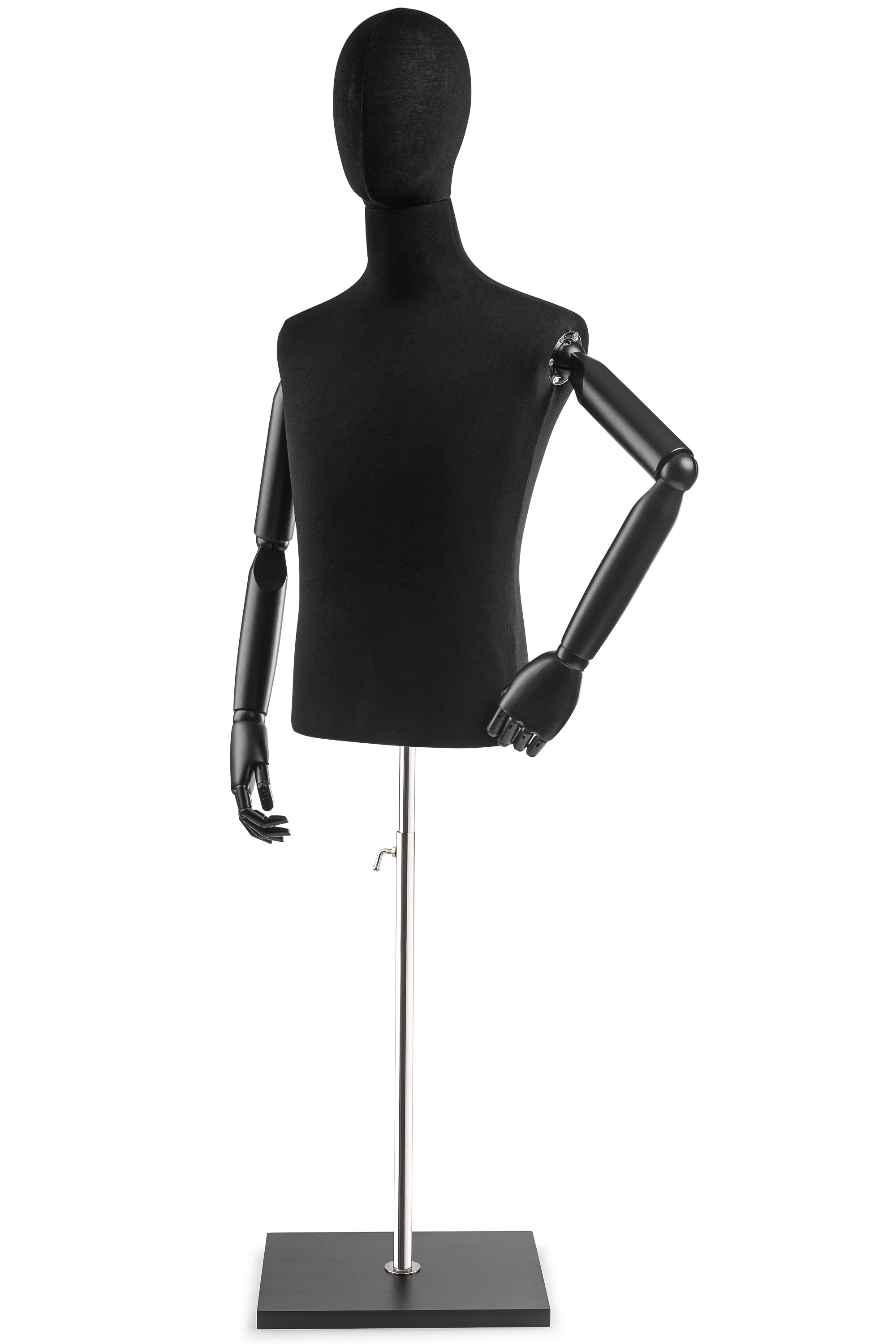 Male Display Dress Form on Wood Flat Base (Head & Arms Version) - Image 85