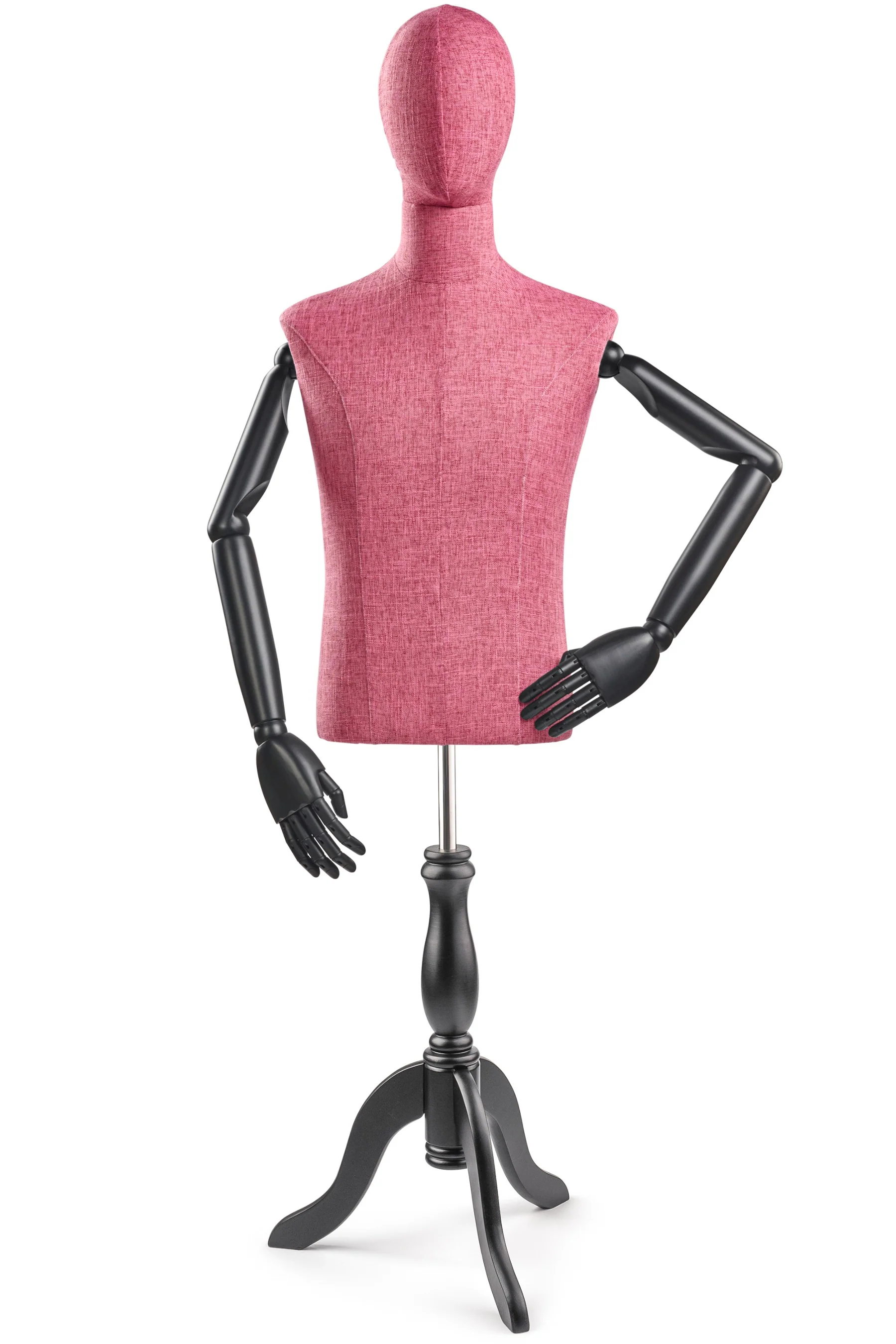 Male Display Dress Form on Wood Tripod Base (Head & Arms Version) - Image 60
