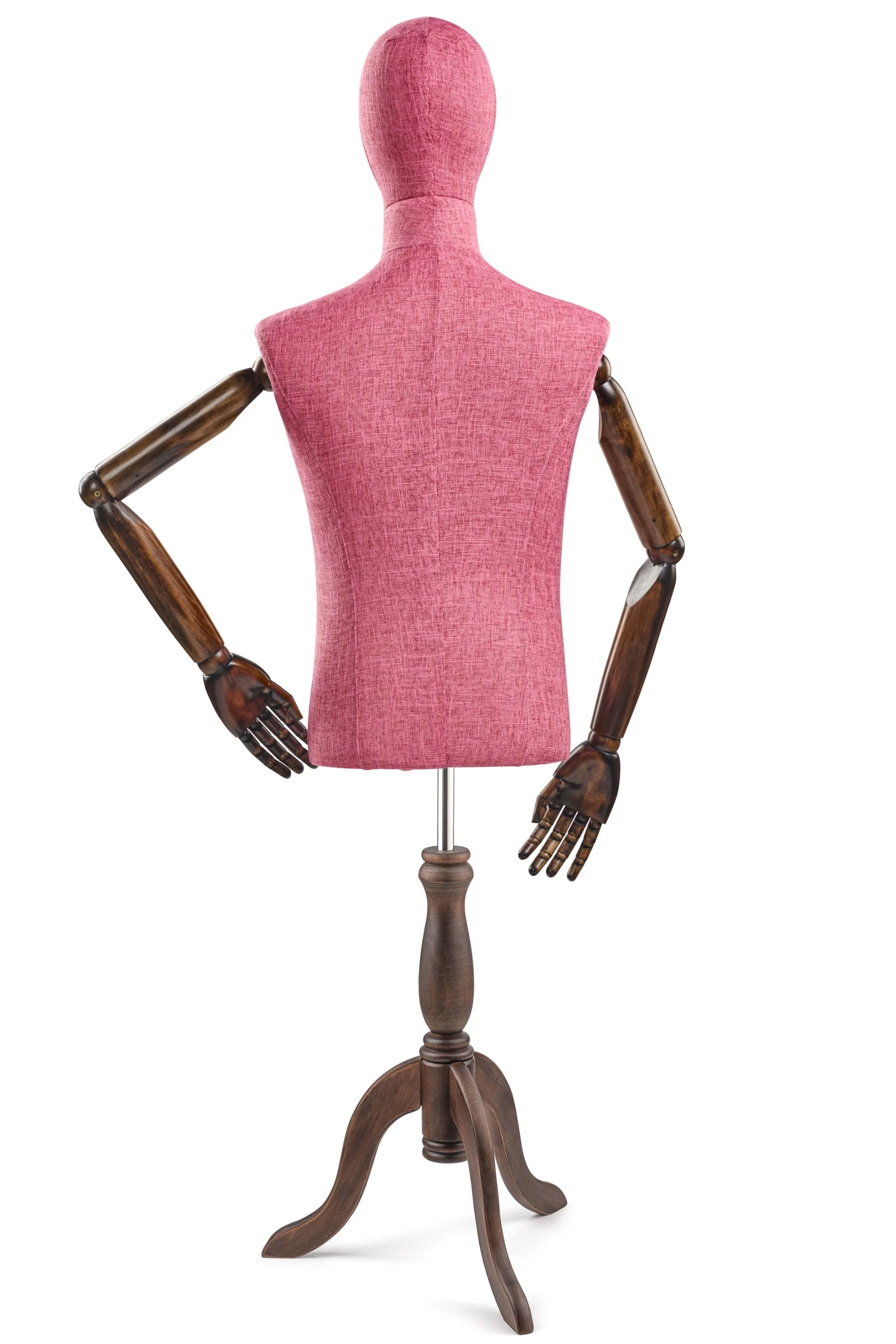 Male Display Dress Form on Wood Tripod Base (Head & Arms Version) - Image 64