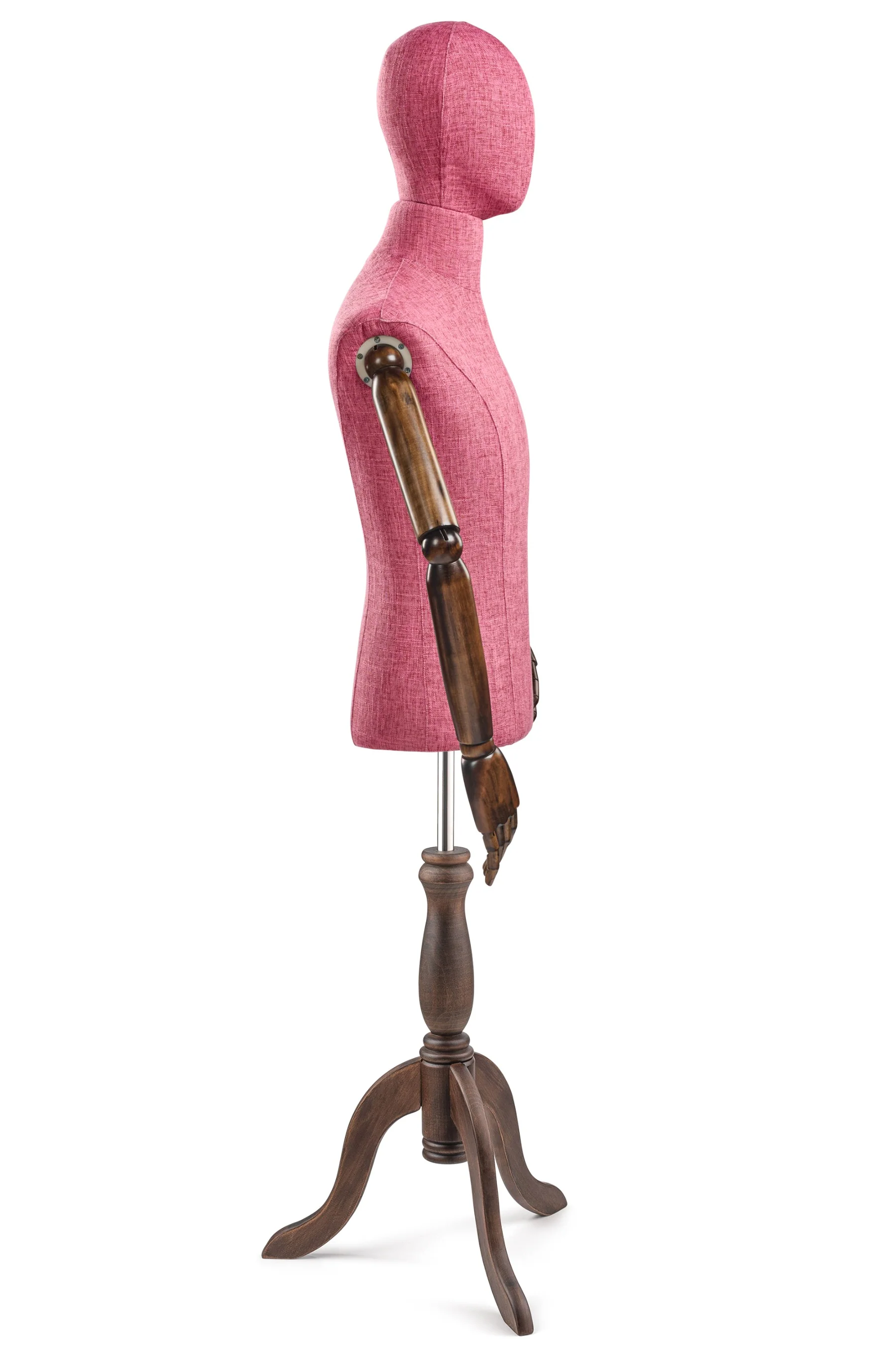 Male Display Dress Form on Wood Tripod Base (Head & Arms Version) - Image 65