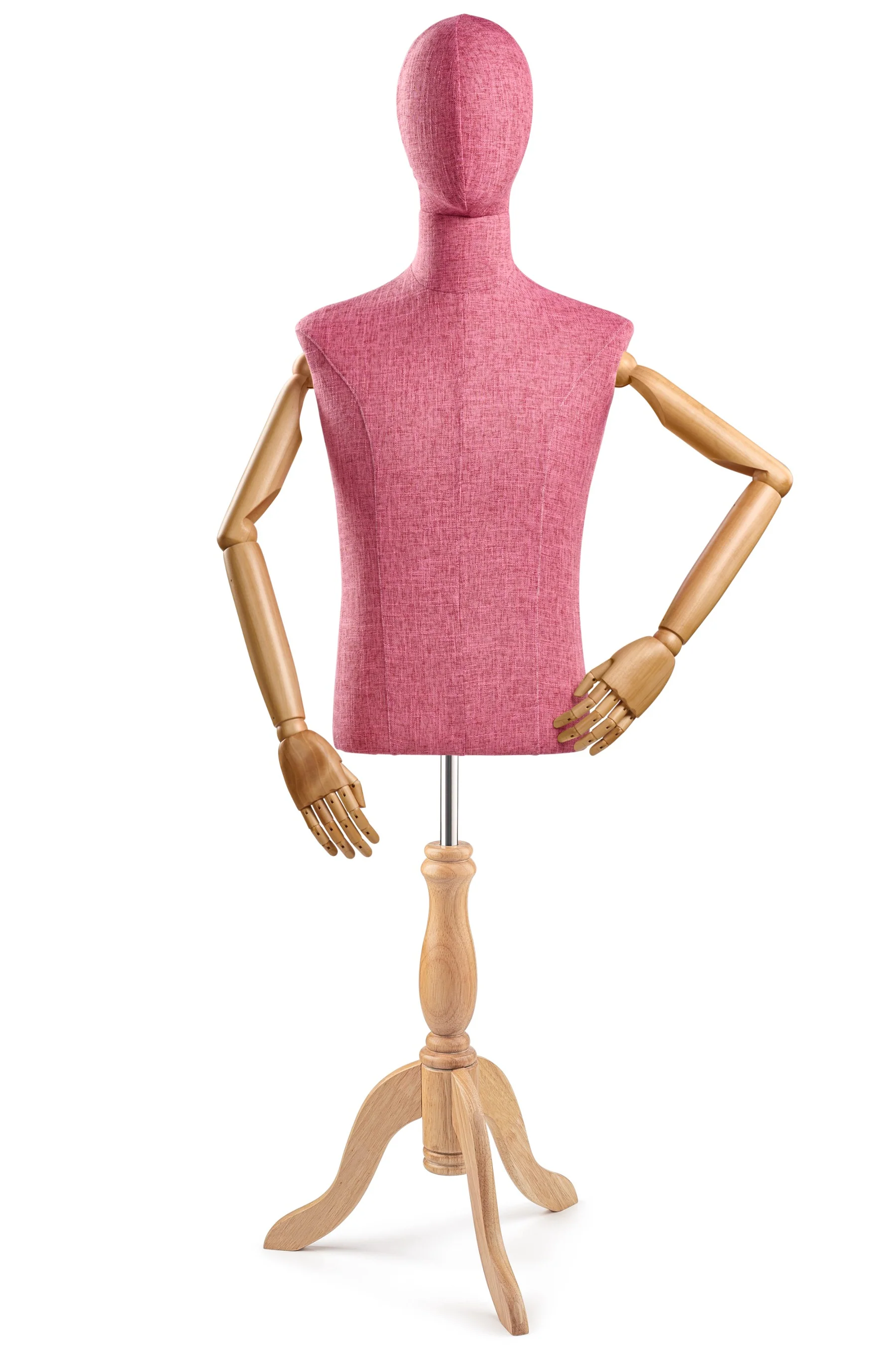 Male Display Dress Form on Wood Tripod Base (Head & Arms Version) - Image 66