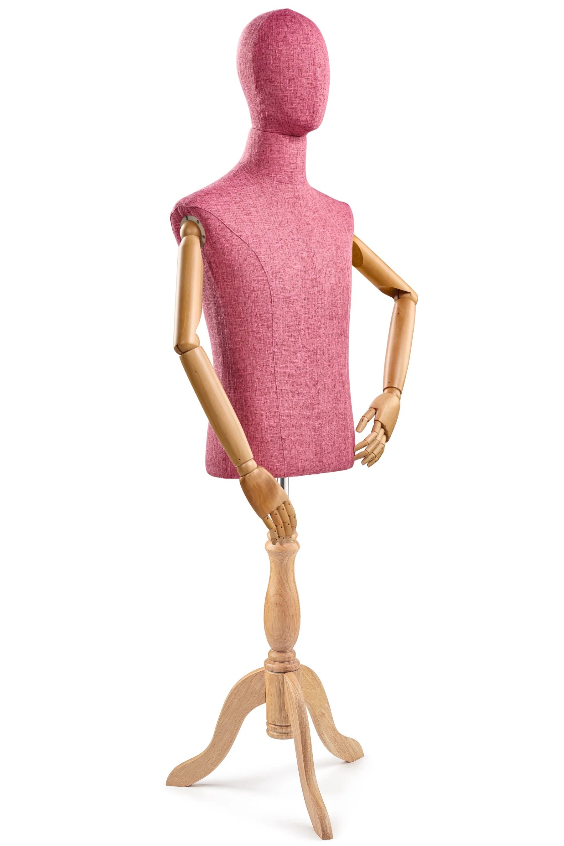Male Display Dress Form on Wood Tripod Base (Head & Arms Version) - Image 68