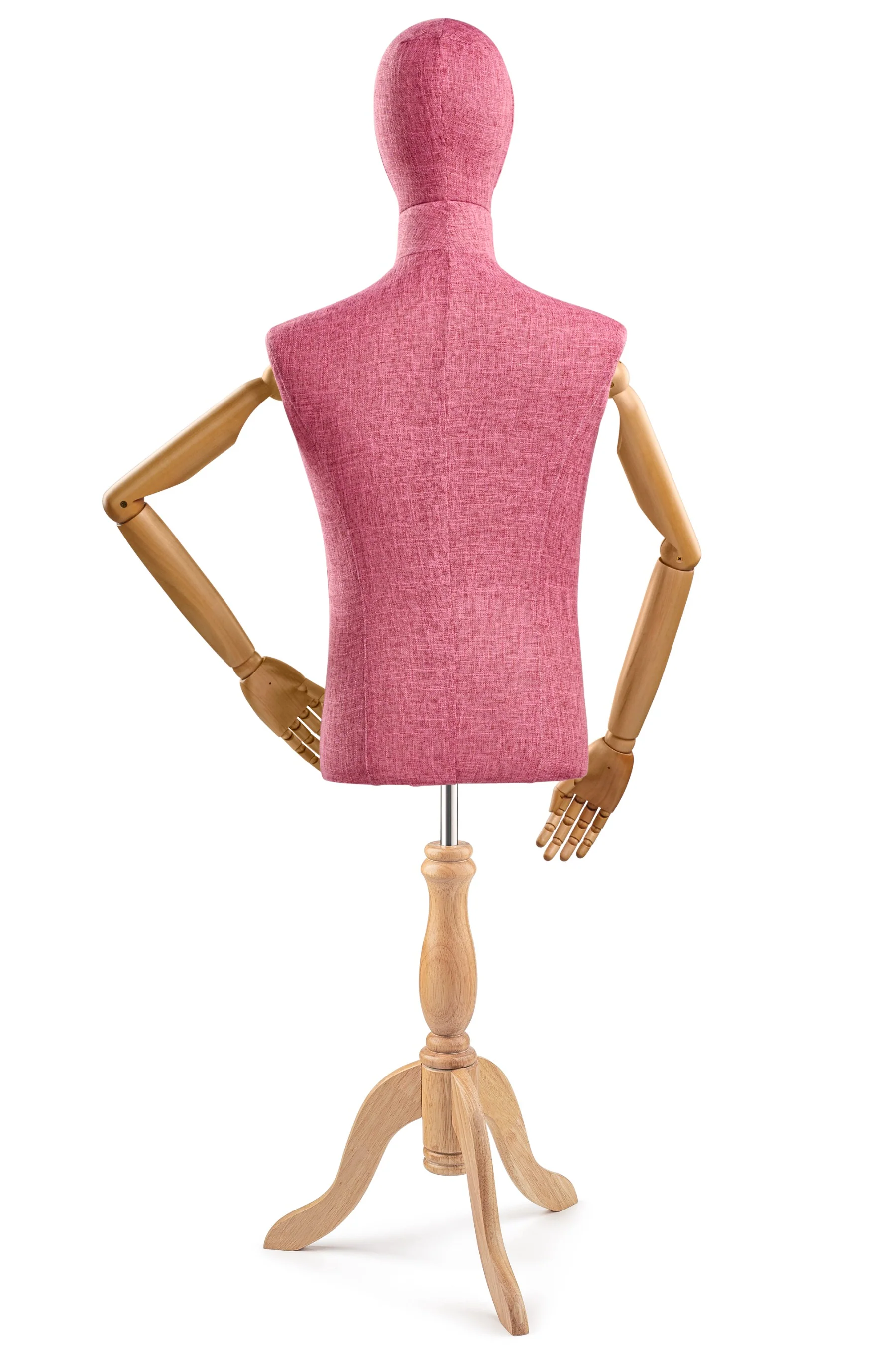Male Display Dress Form on Wood Tripod Base (Head & Arms Version) - Image 69