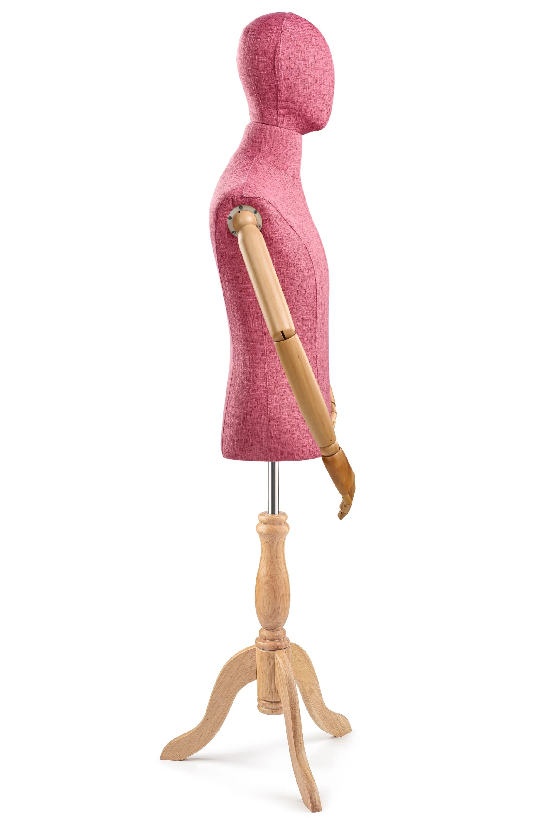 Male Display Dress Form on Wood Tripod Base (Head & Arms Version) - Image 70