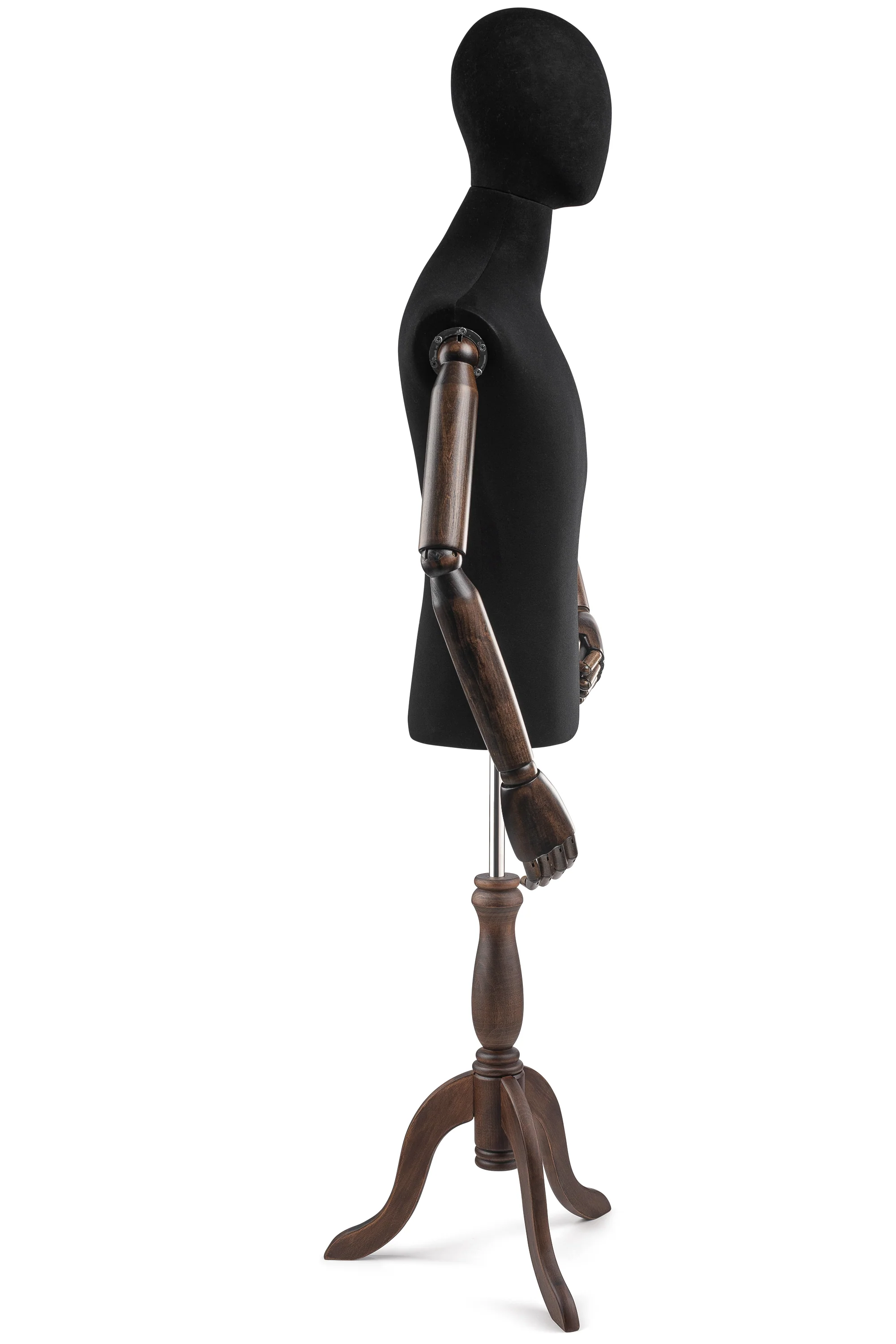 Male Display Dress Form on Wood Tripod Base (Head & Arms Version) - Image 76