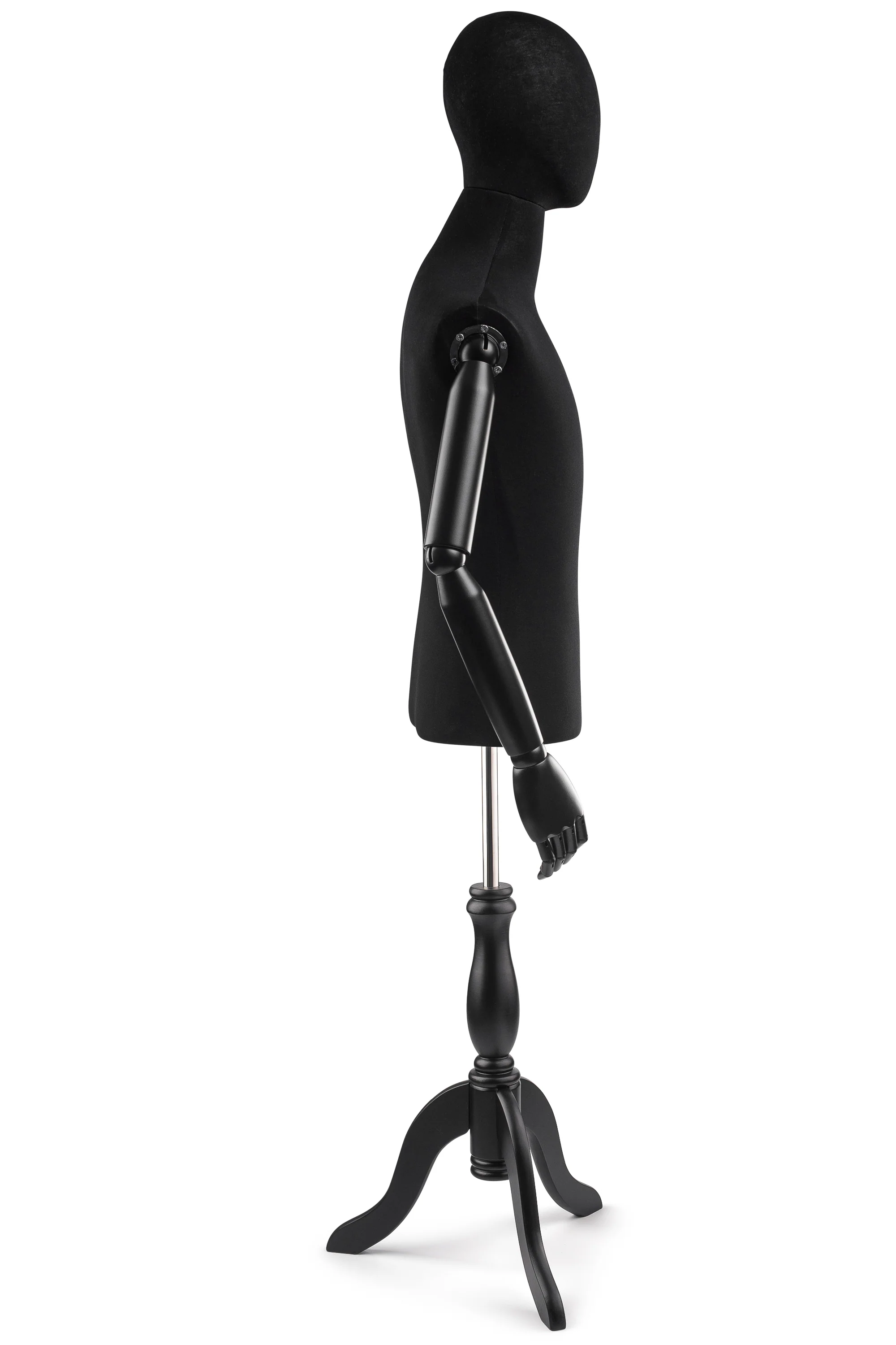 Male Display Dress Form on Wood Tripod Base (Head & Arms Version) - Image 80