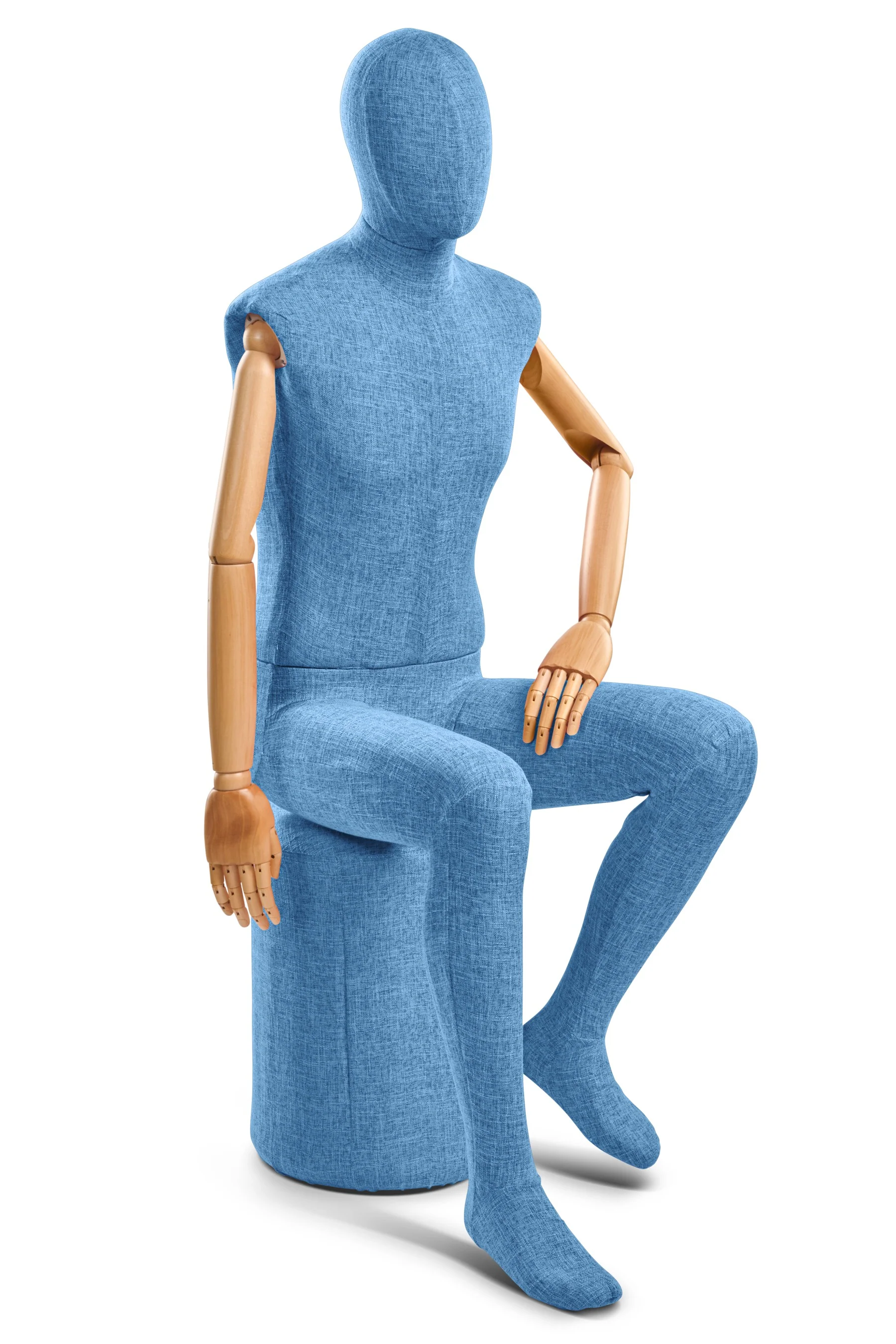 Male Fabric Wrapped Mannequin in Standing or Sitting Pose w/ Articulating Arms (WP Series) - Image 219