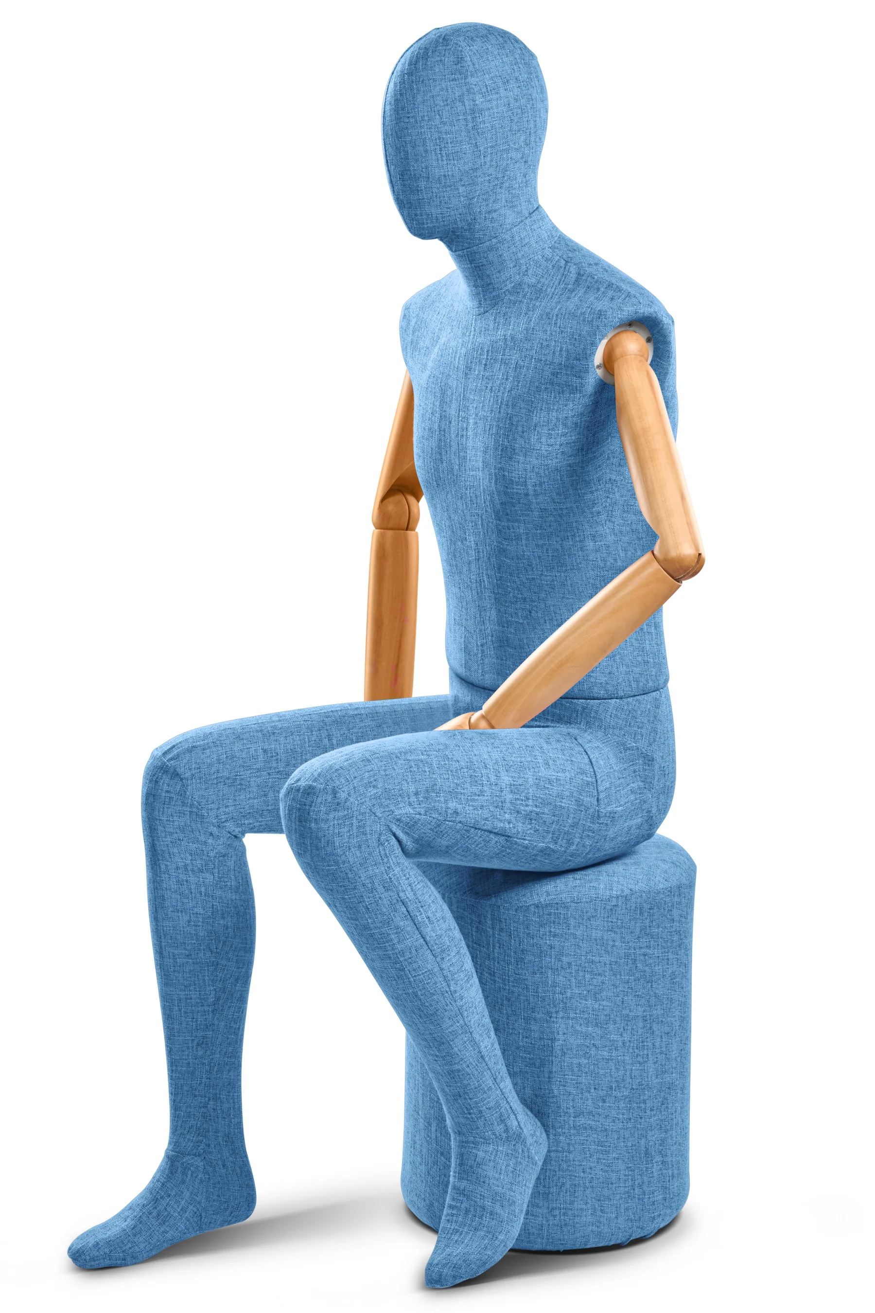 Male Fabric Wrapped Mannequin in Standing or Sitting Pose w/ Articulating Arms (WP Series) - Image 220
