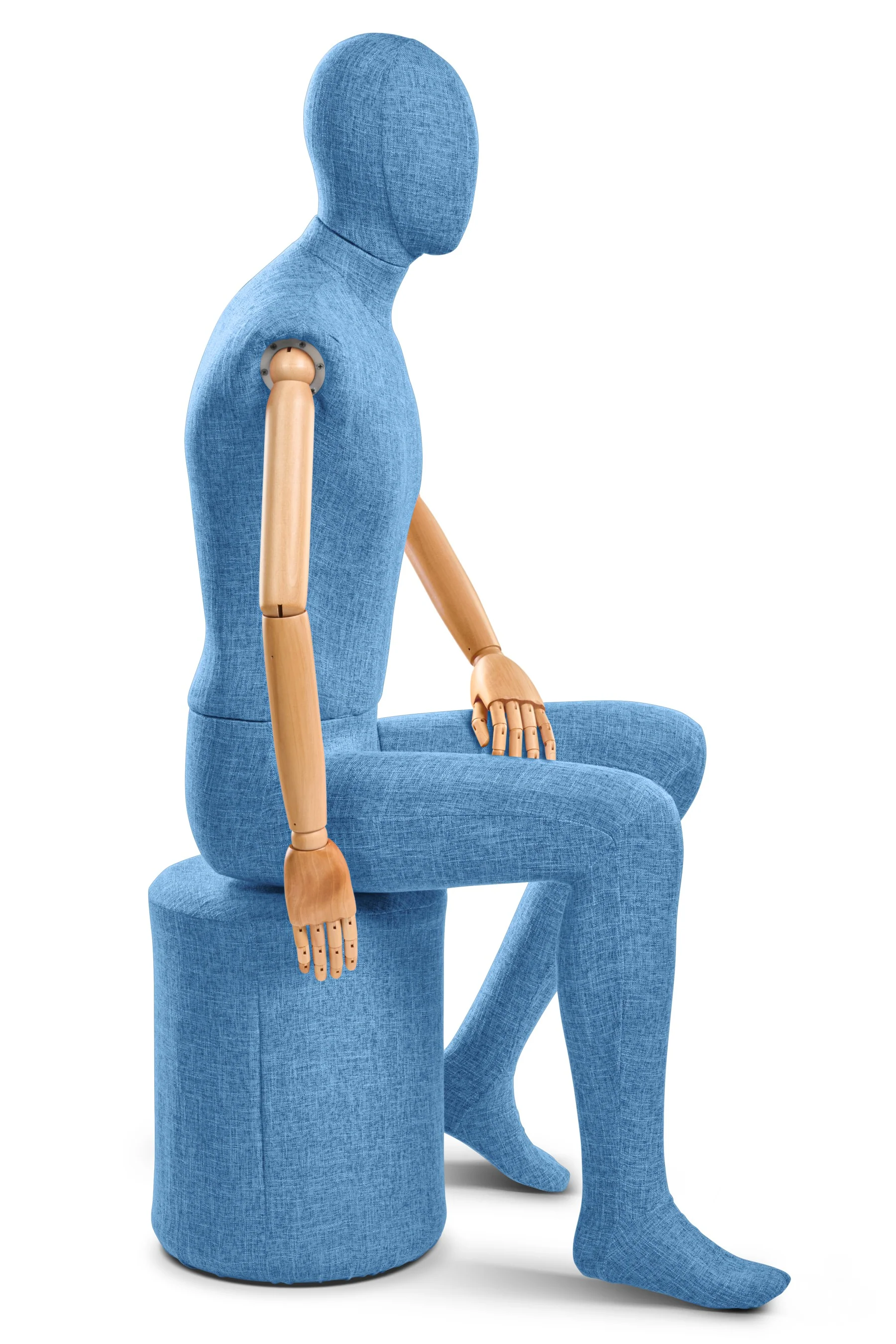 Male Fabric Wrapped Mannequin in Standing or Sitting Pose w/ Articulating Arms (WP Series) - Image 221