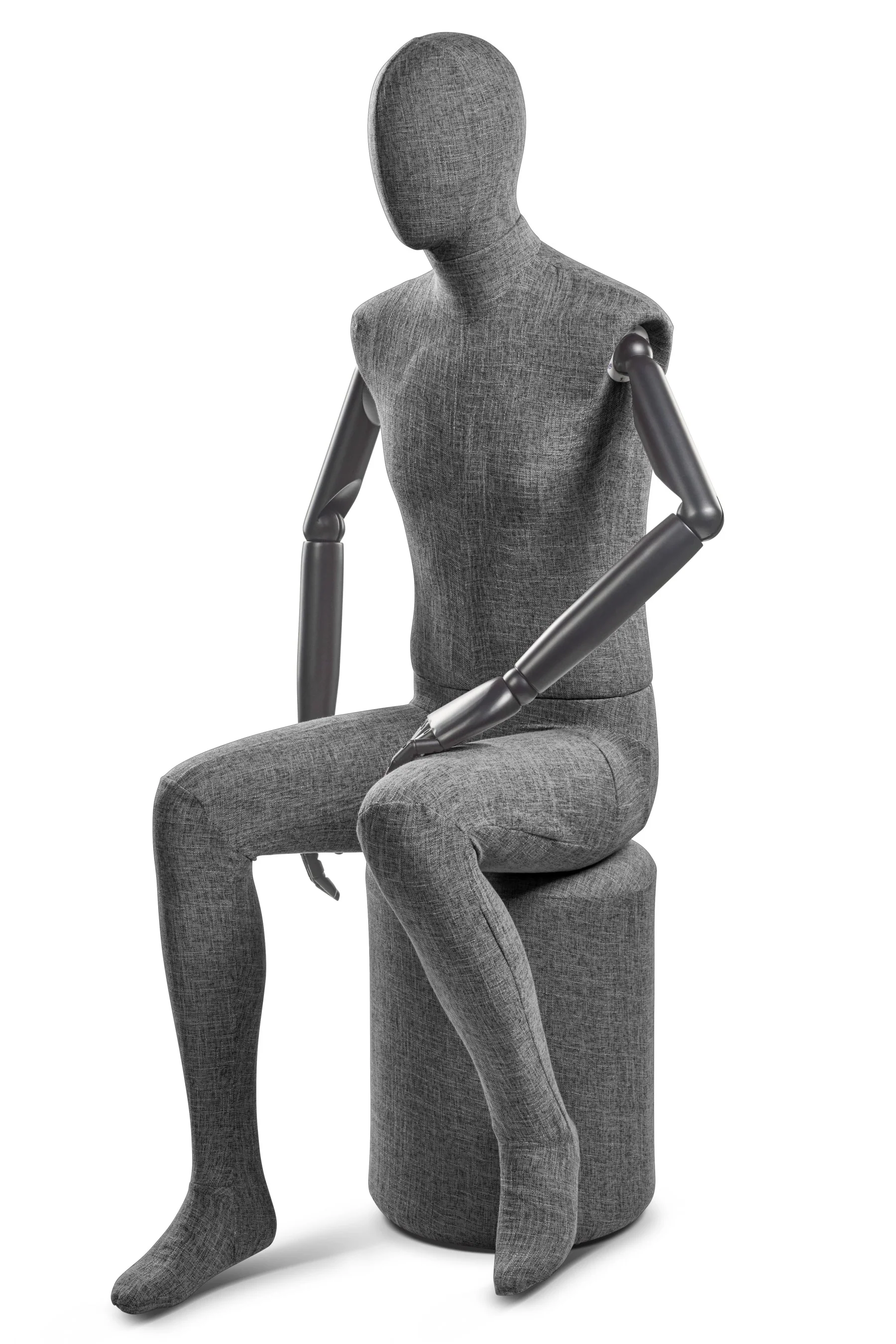 Male Fabric Wrapped Mannequin in Standing or Sitting Pose w/ Articulating Arms (WP Series) - Image 223