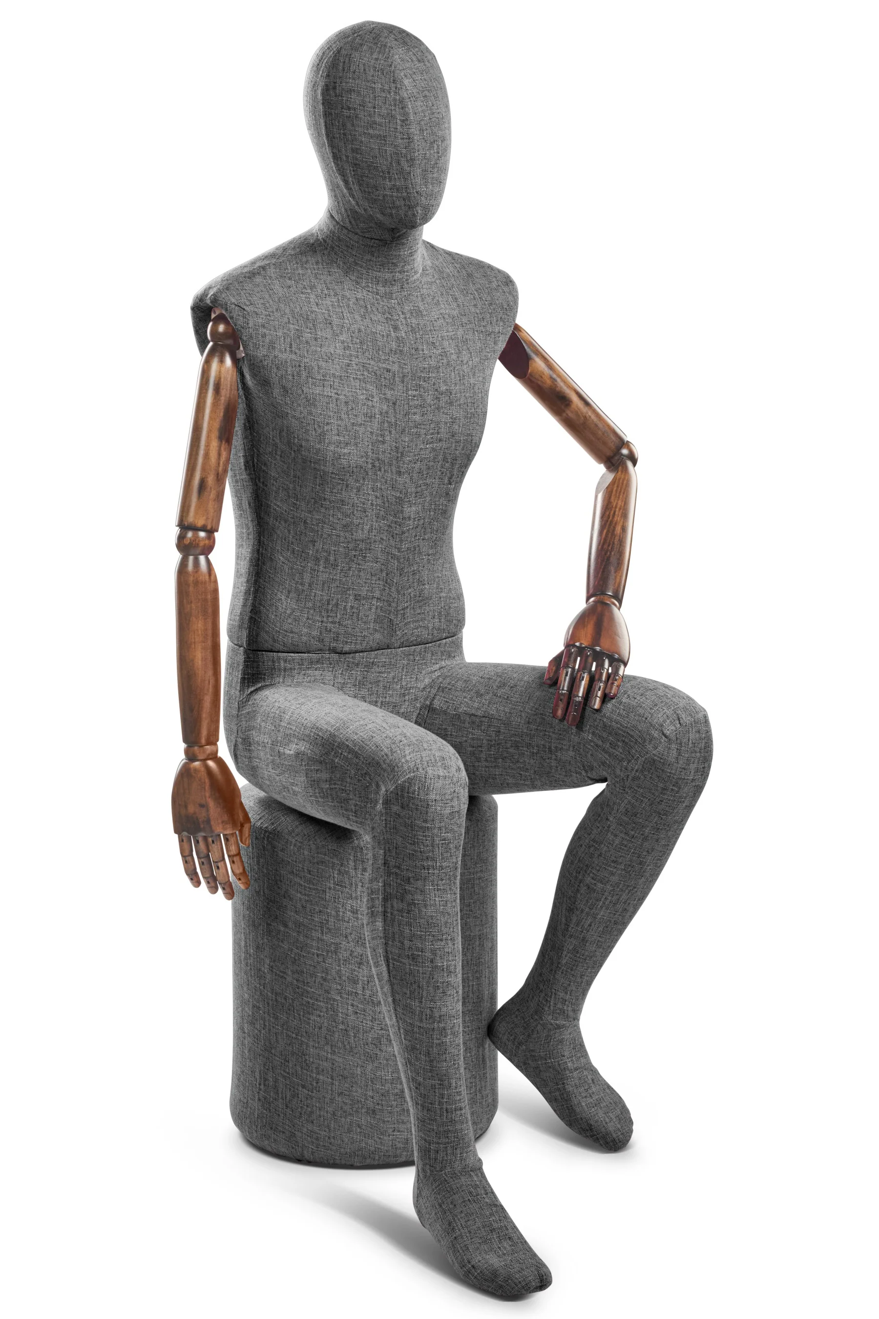 Male Fabric Wrapped Mannequin in Standing or Sitting Pose w/ Articulating Arms (WP Series) - Image 225
