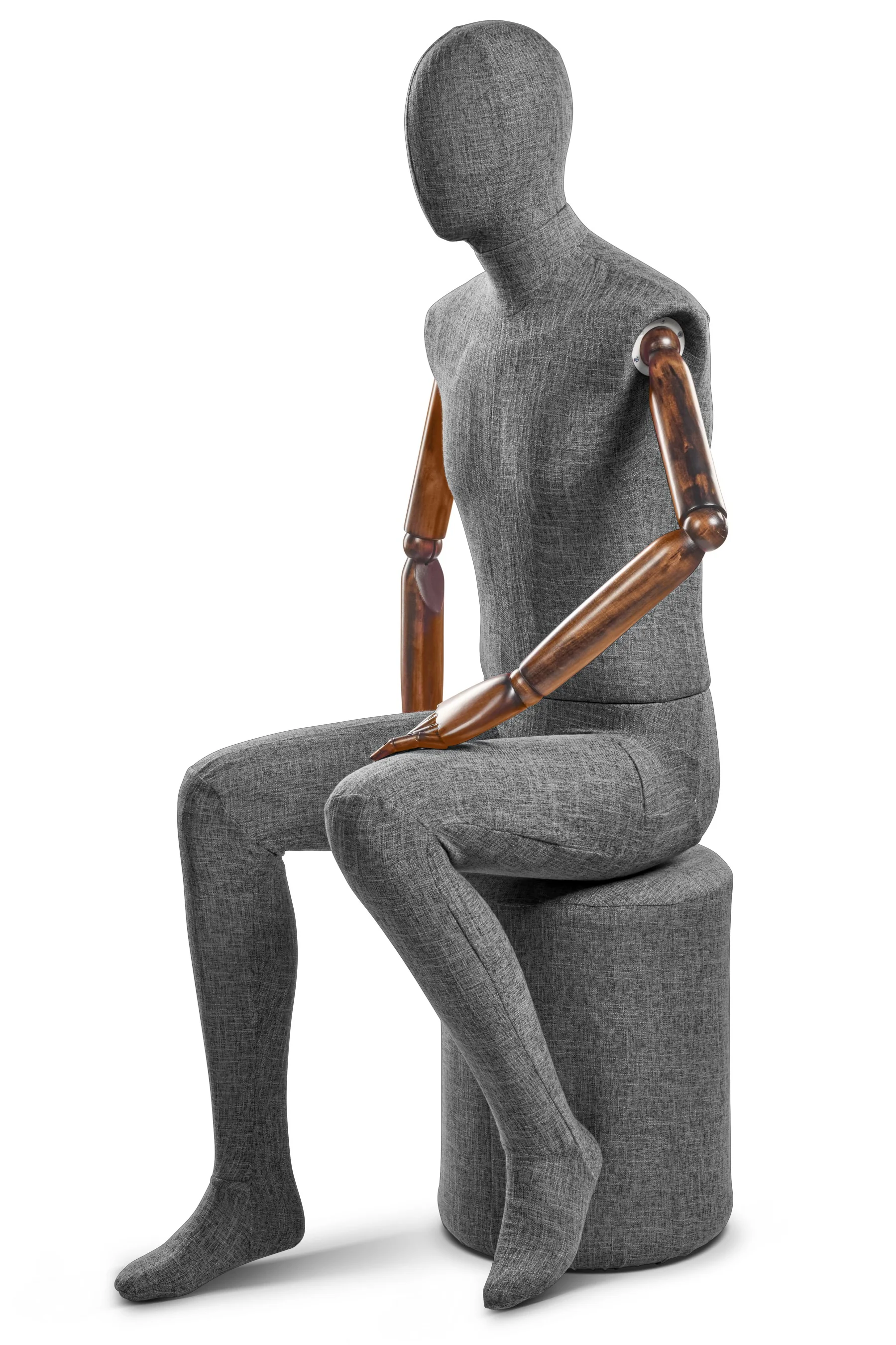 Male Fabric Wrapped Mannequin in Standing or Sitting Pose w/ Articulating Arms (WP Series) - Image 226